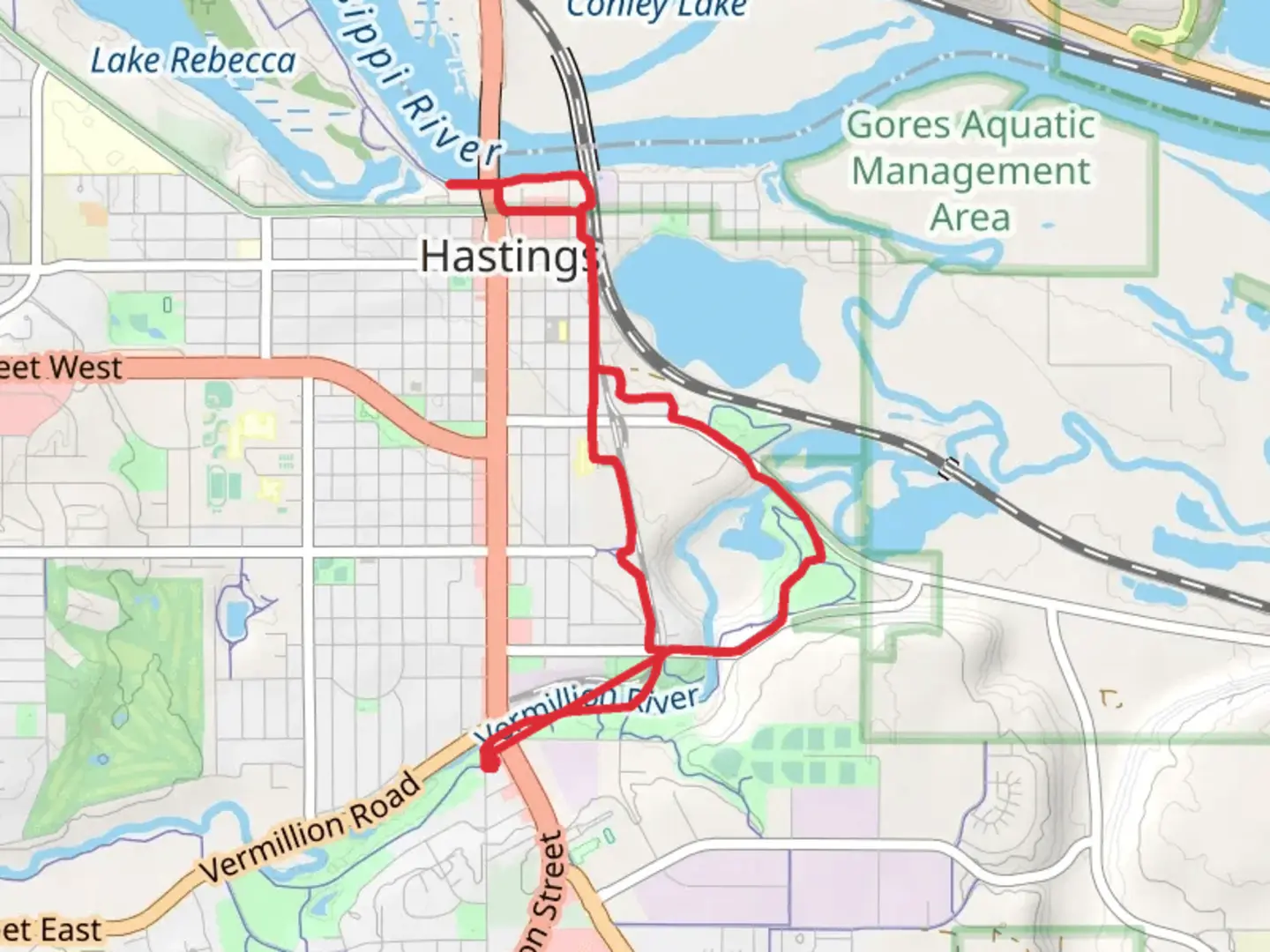 An image depicting the trail Vermillion Falls Park - Lake Isabel Loop and its surrounding area.