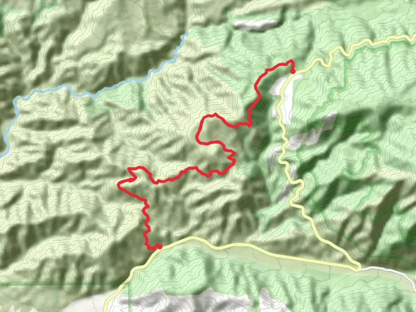 An image depicting the trail Thomas Hunting Grounds Road and its surrounding area.