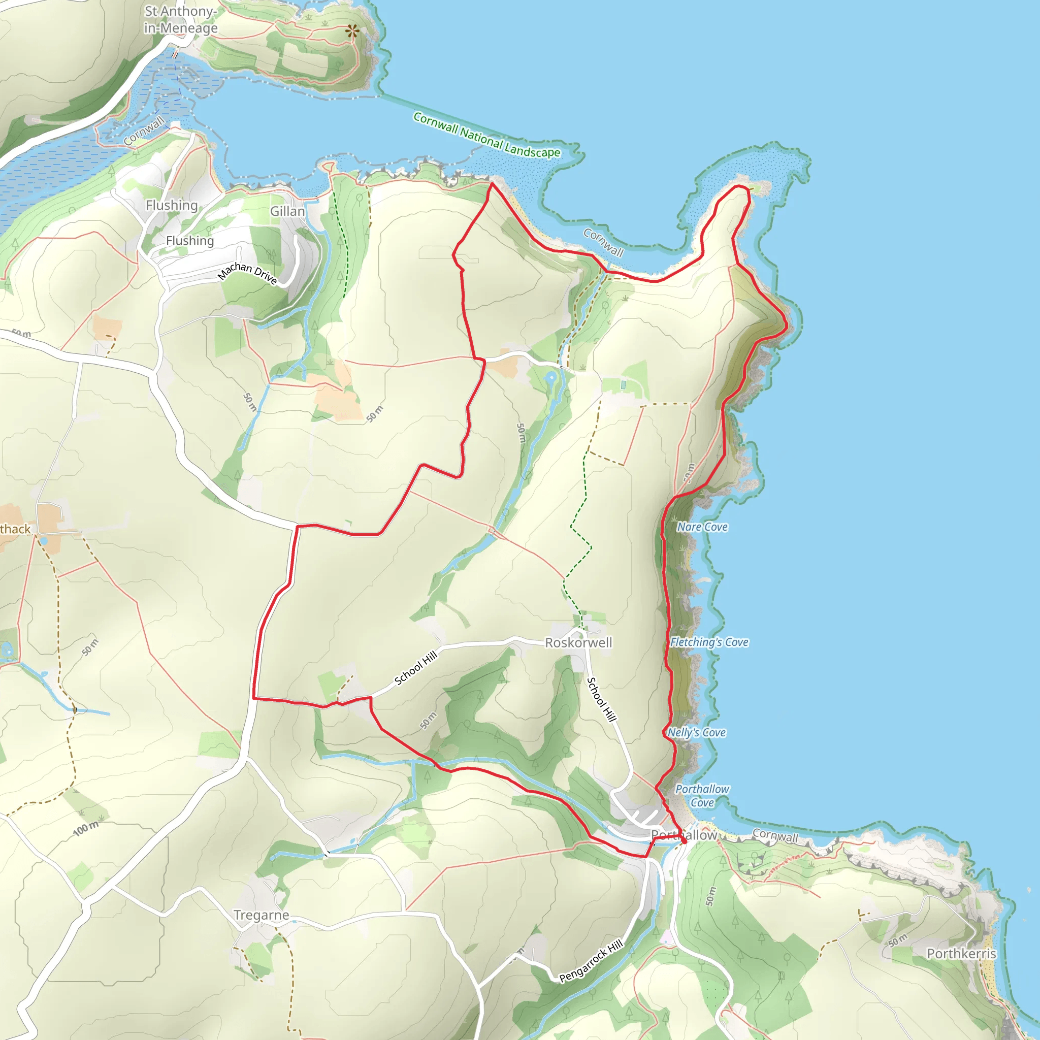 Porthallow and Nare Point Walk mobile static map