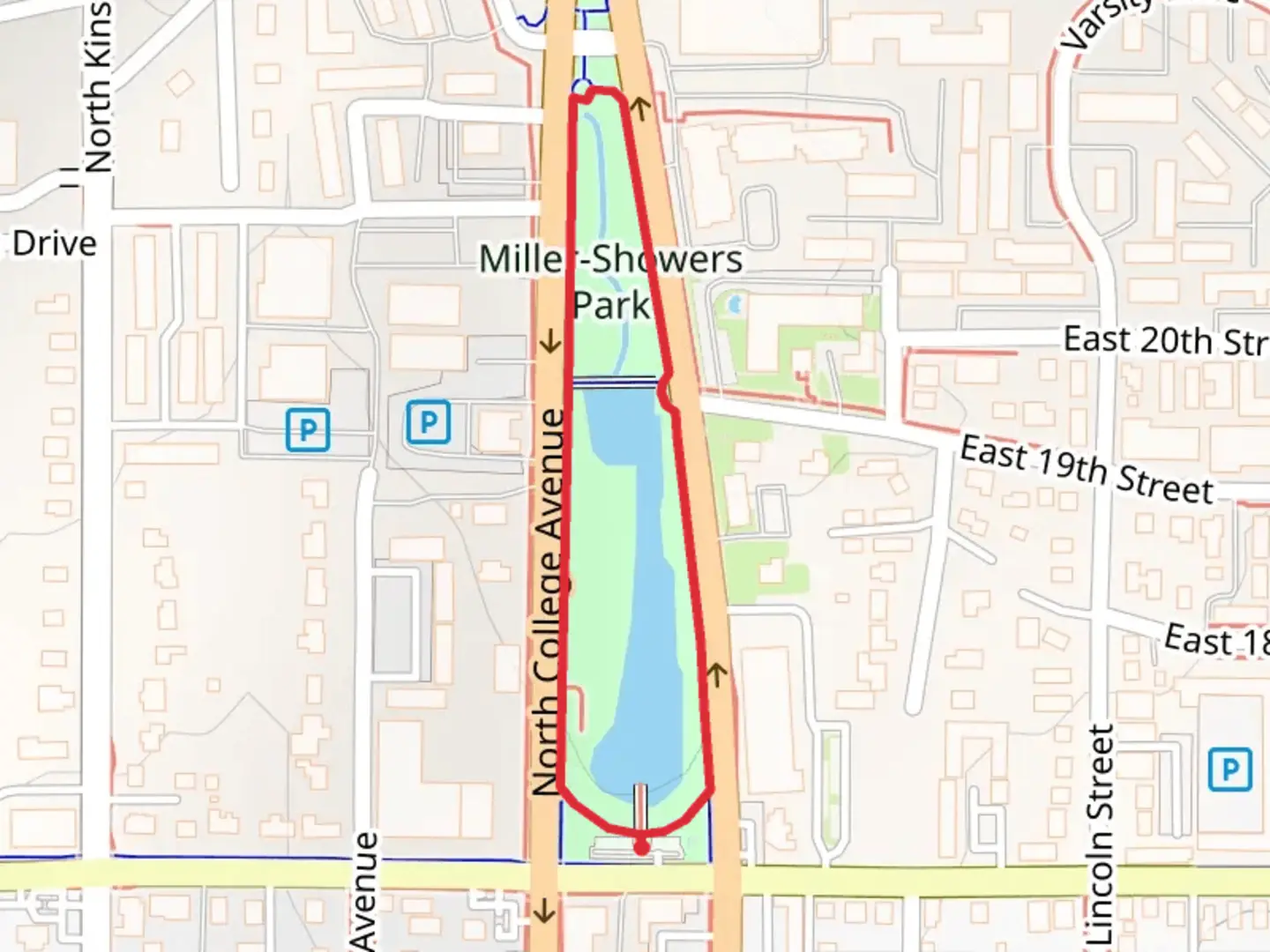 An image depicting the trail Miller-Showers Park Loop and its surrounding area.