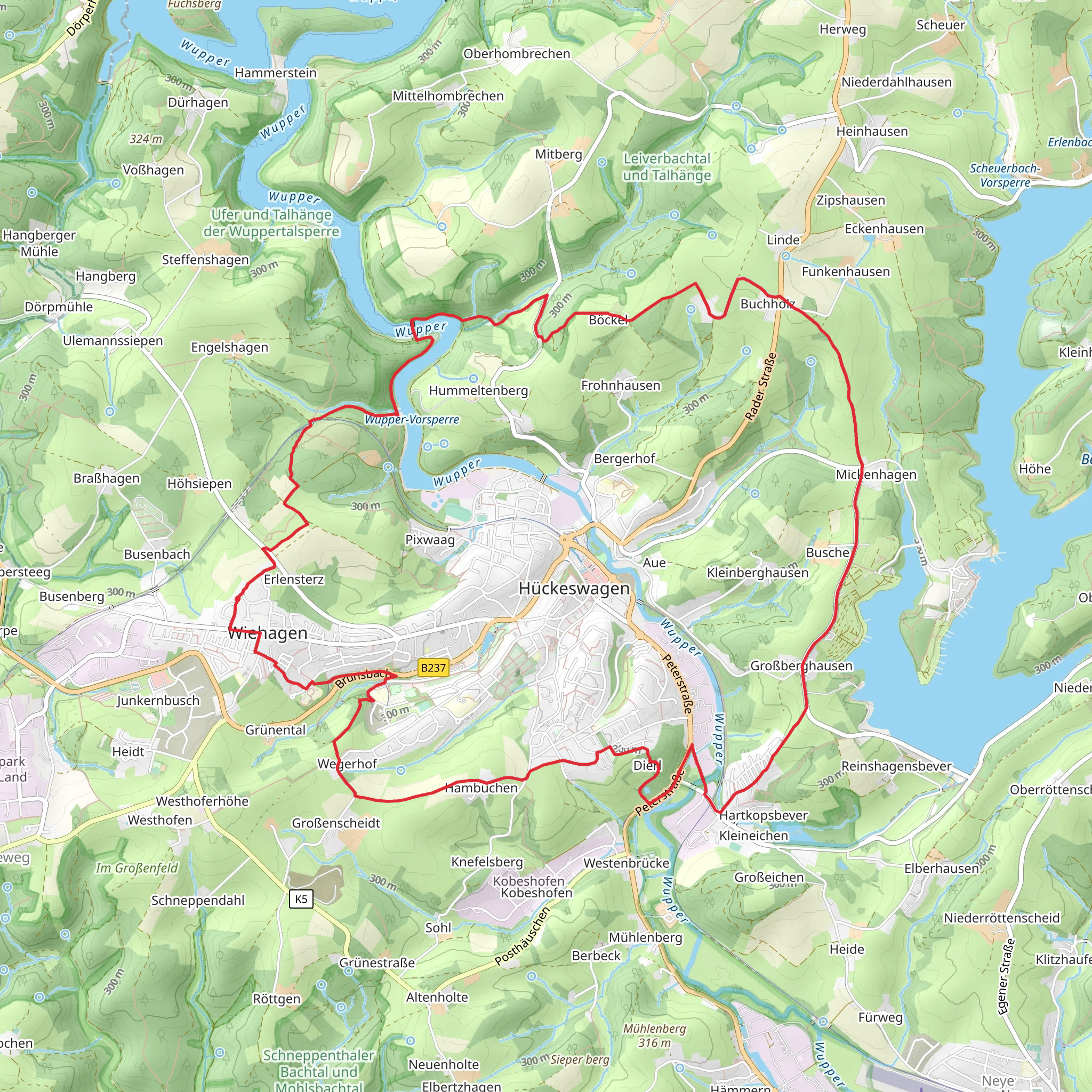 Wupper via Rund um Hueckeswagen mobile static map