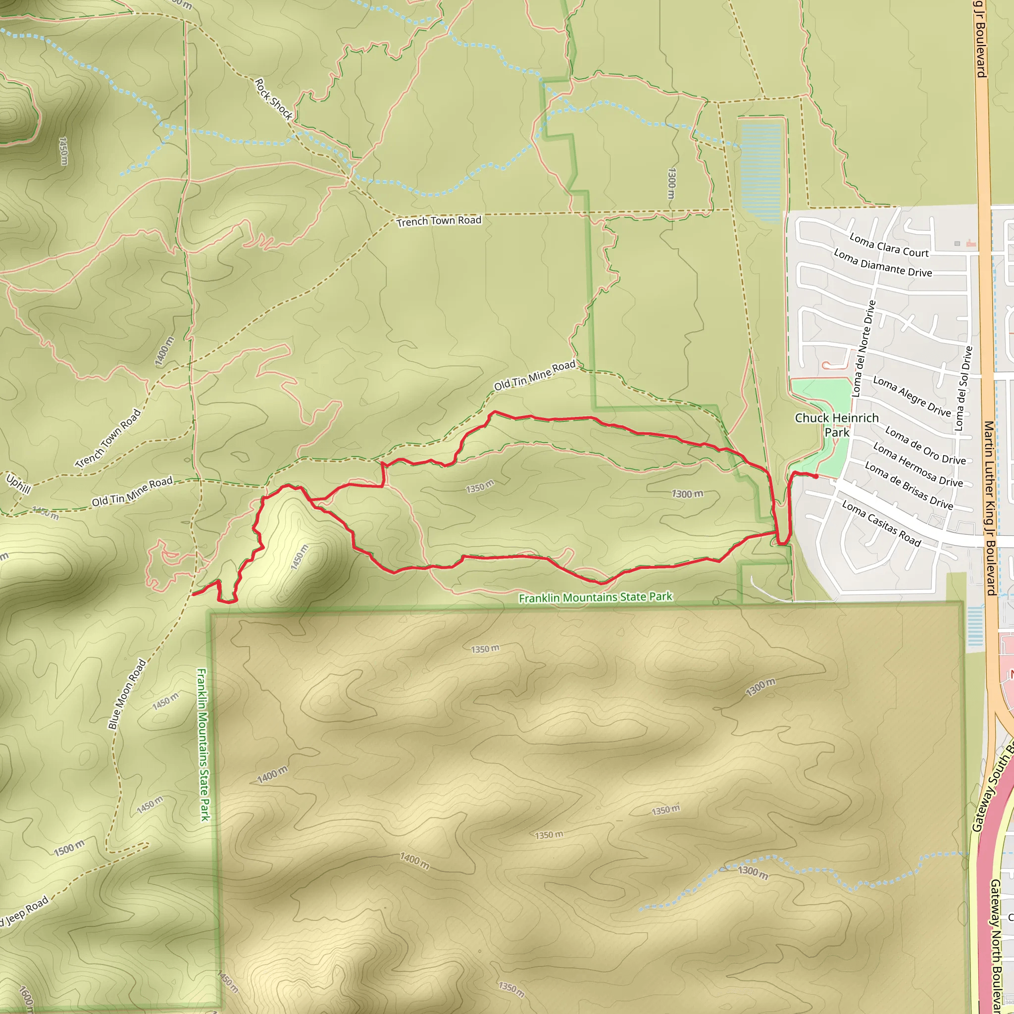The Maze and Cardiac Hill Loop mobile static map
