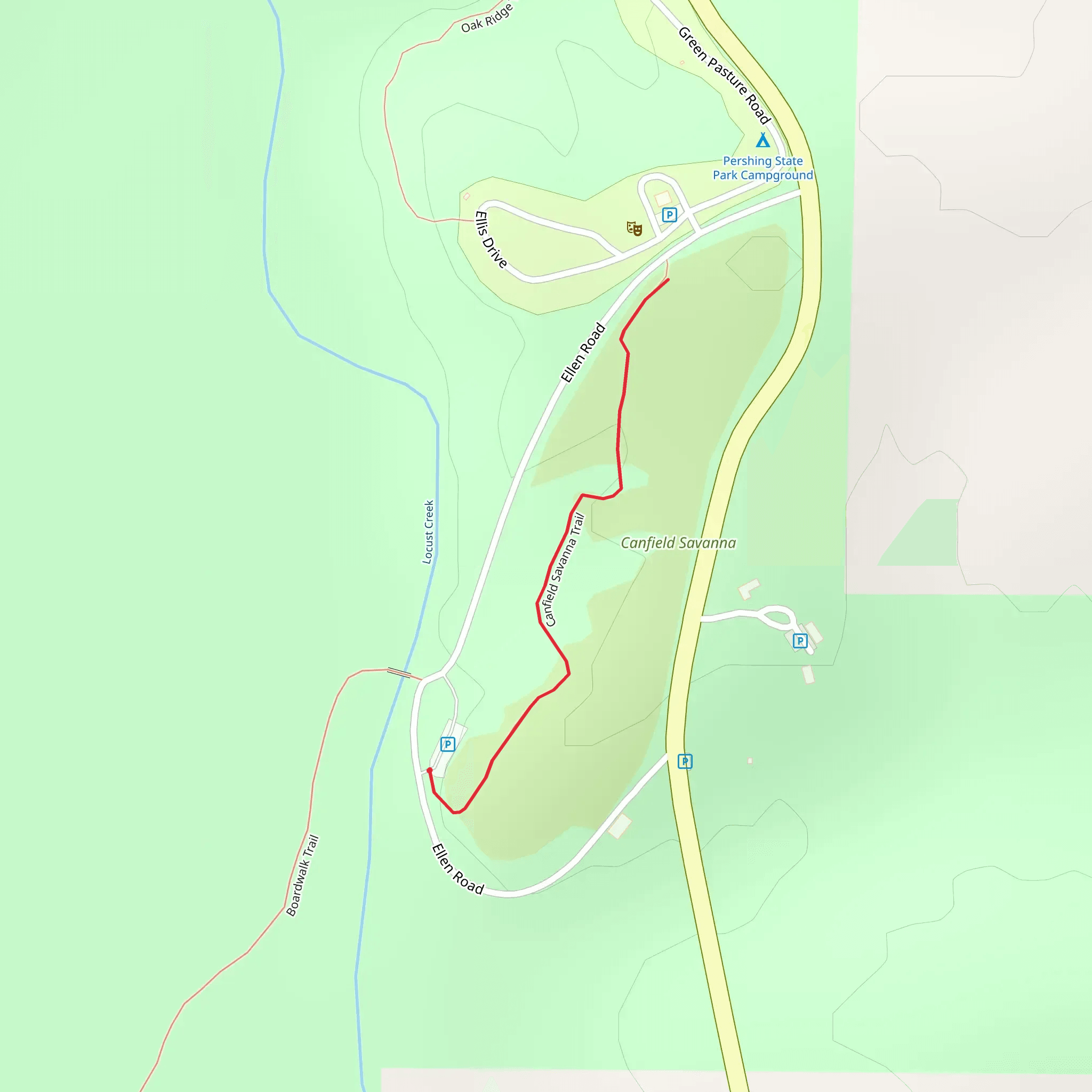 Canfield Savanna Trail mobile static map