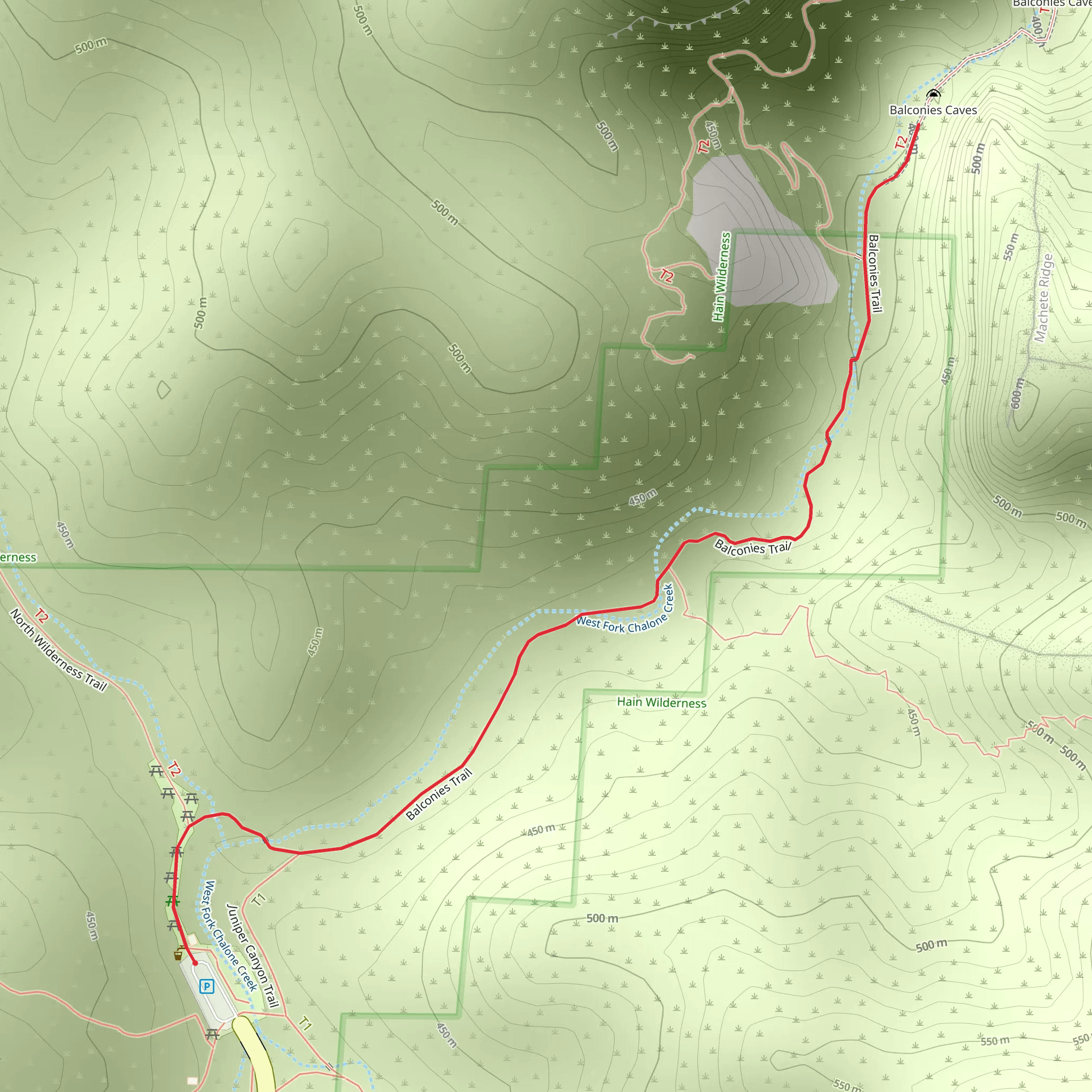 Balconies Trail - Chaparral mobile static map