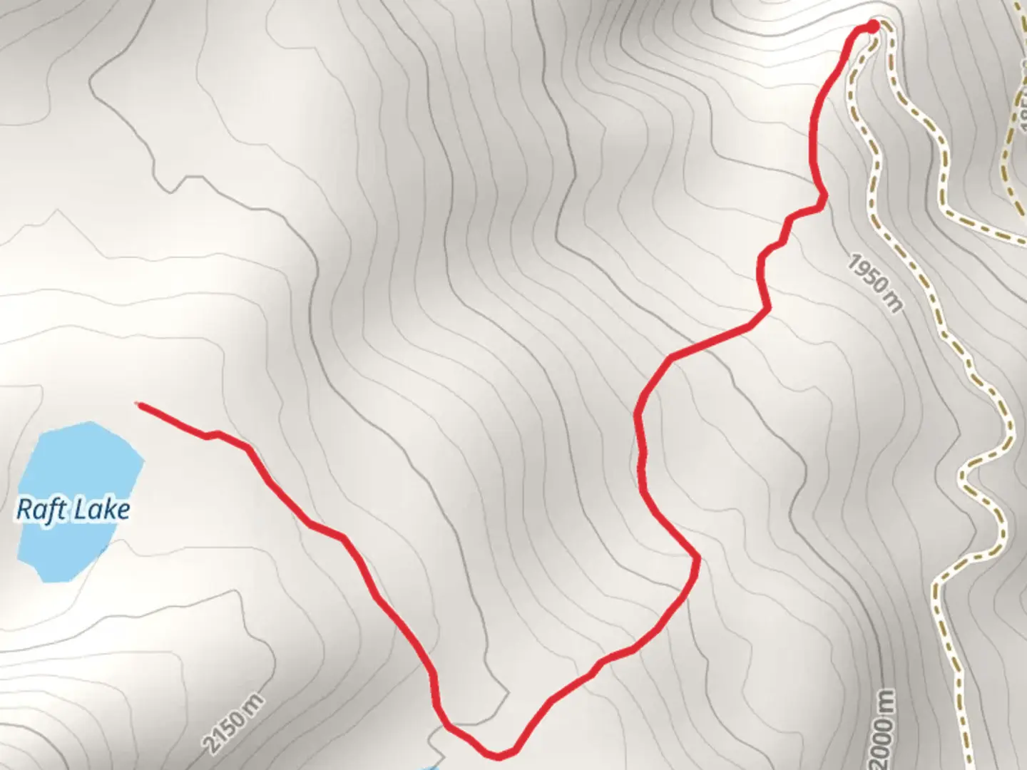 An image depicting the trail Raft Lake and its surrounding area.