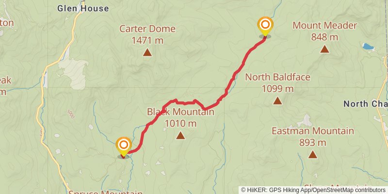 Bog Brook to Carter Dome and Mount Hight Loop Trail stage 2 Map