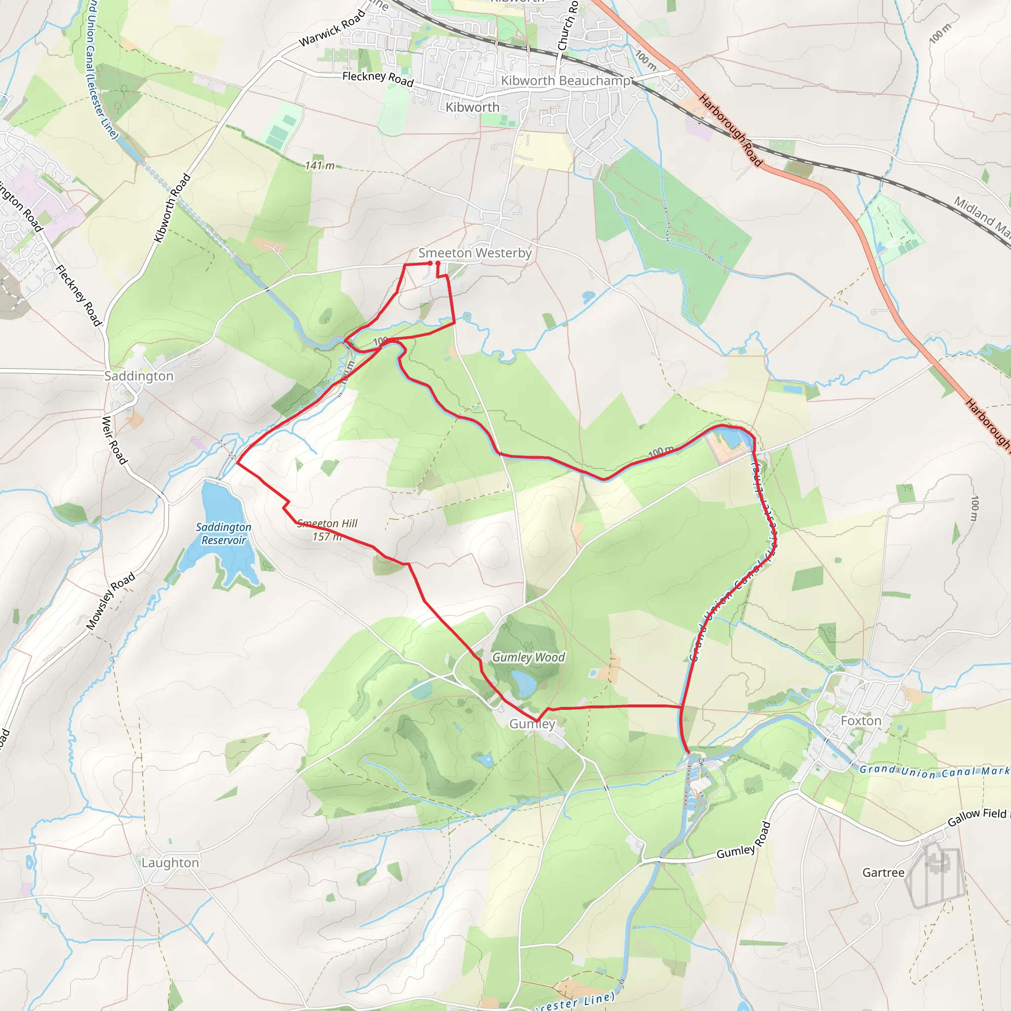 Debdale Wharf and Foxton from Smeeton Westerby mobile static map