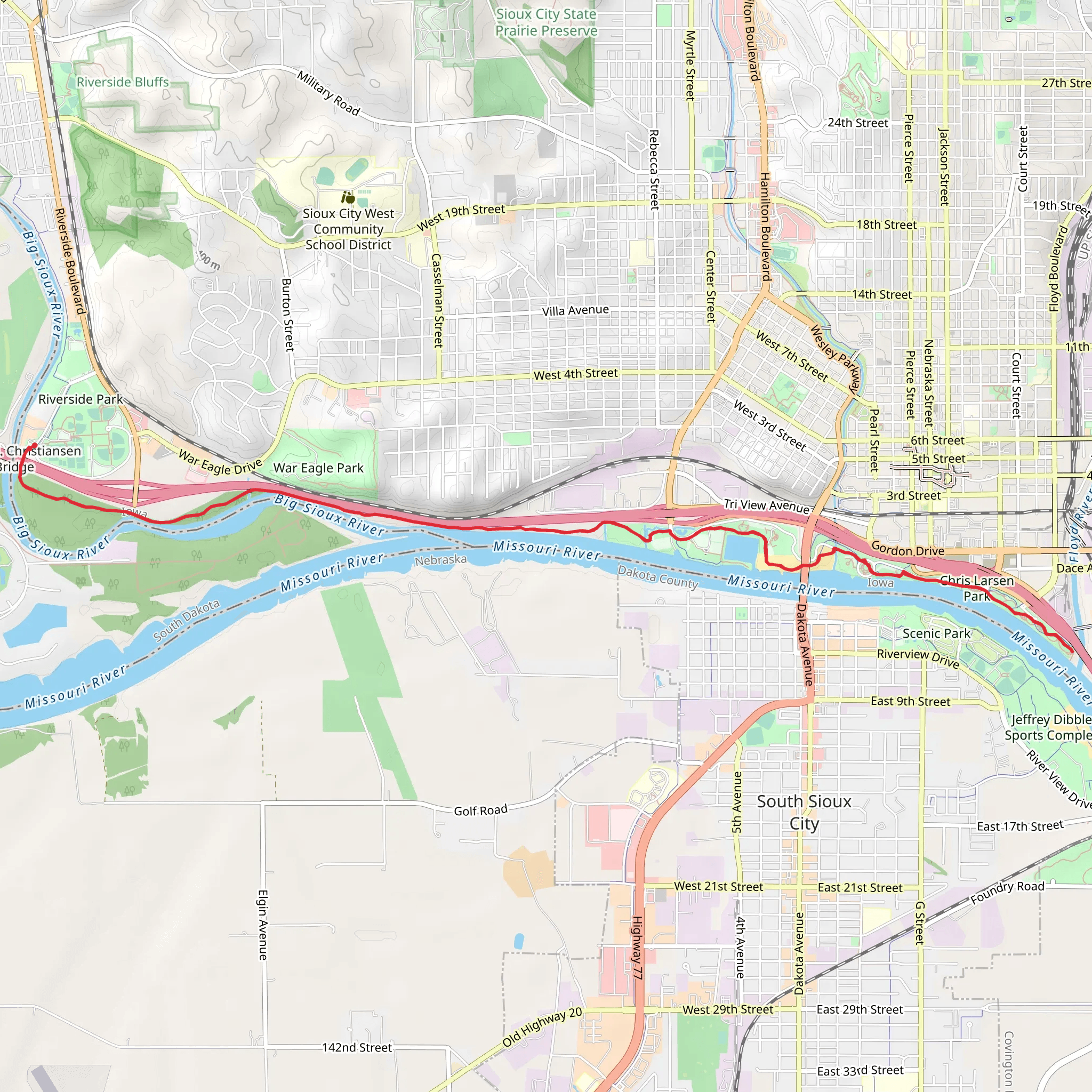 Riverfront Trail - Big Sioux River mobile static map