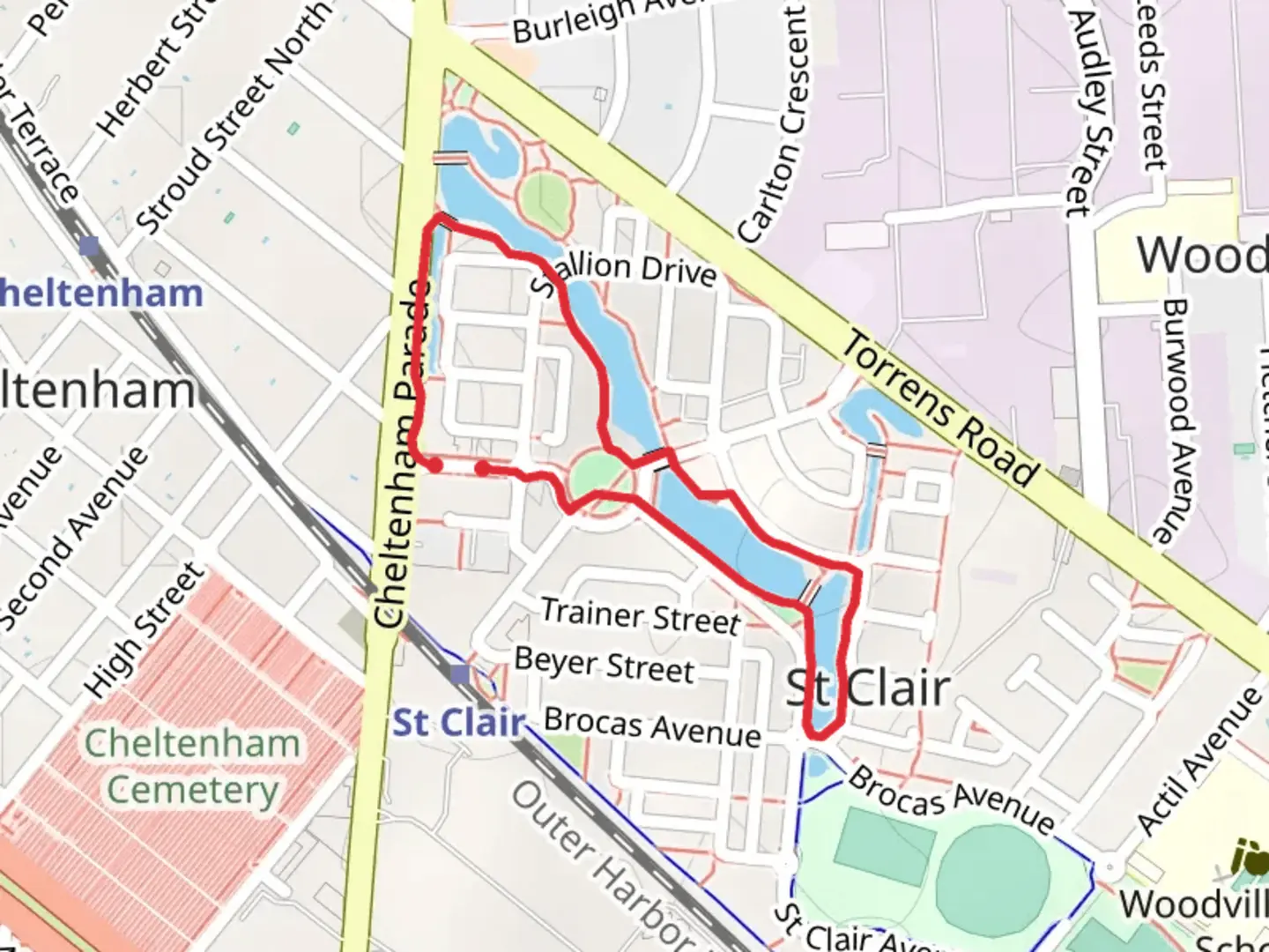 An image depicting the trail St Clair Wetlands Walk and its surrounding area.