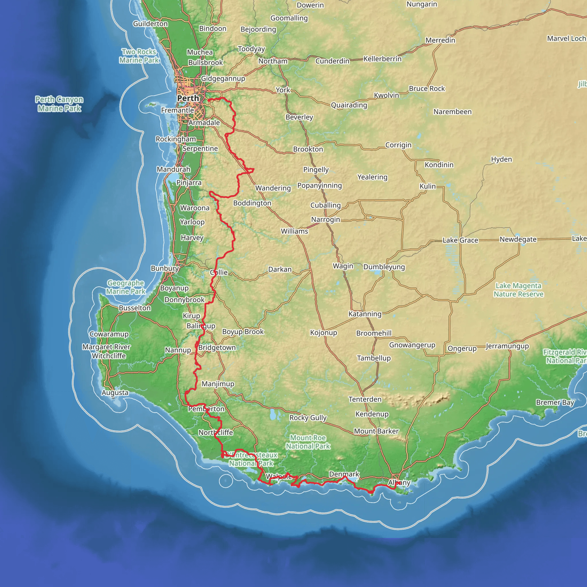 Bibbulmun Track mobile static map