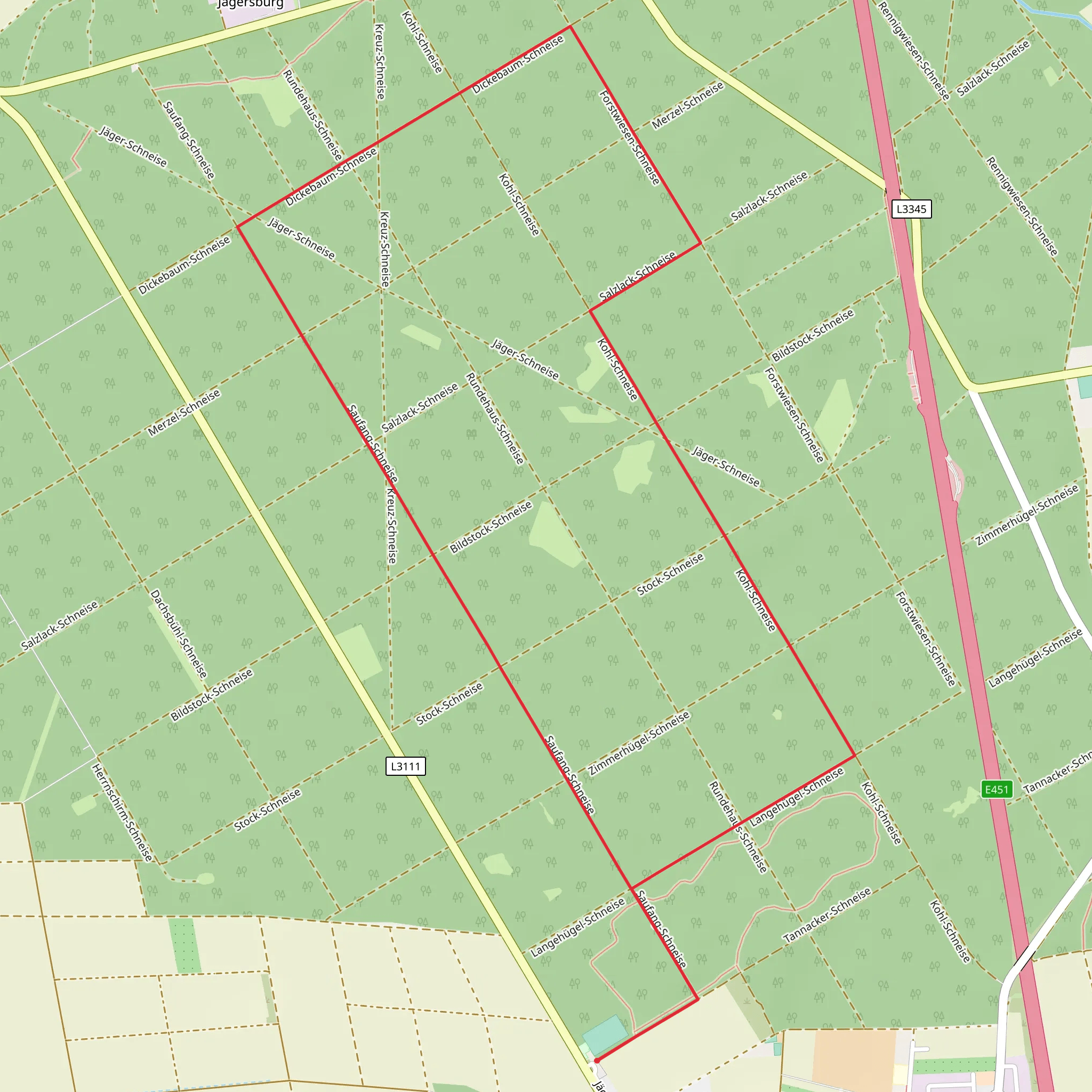 Dickebaum-Schneise snd Saufang-Schneise mobile static map