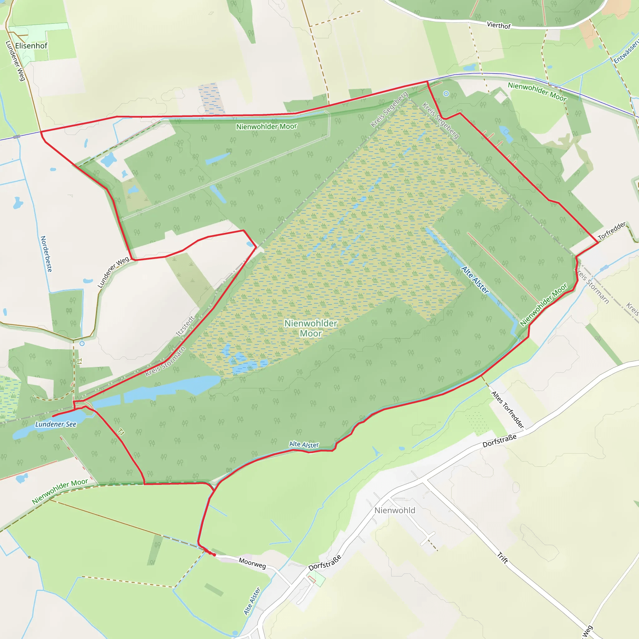 Nienwohlder Moor and Lundener See Loop mobile static map