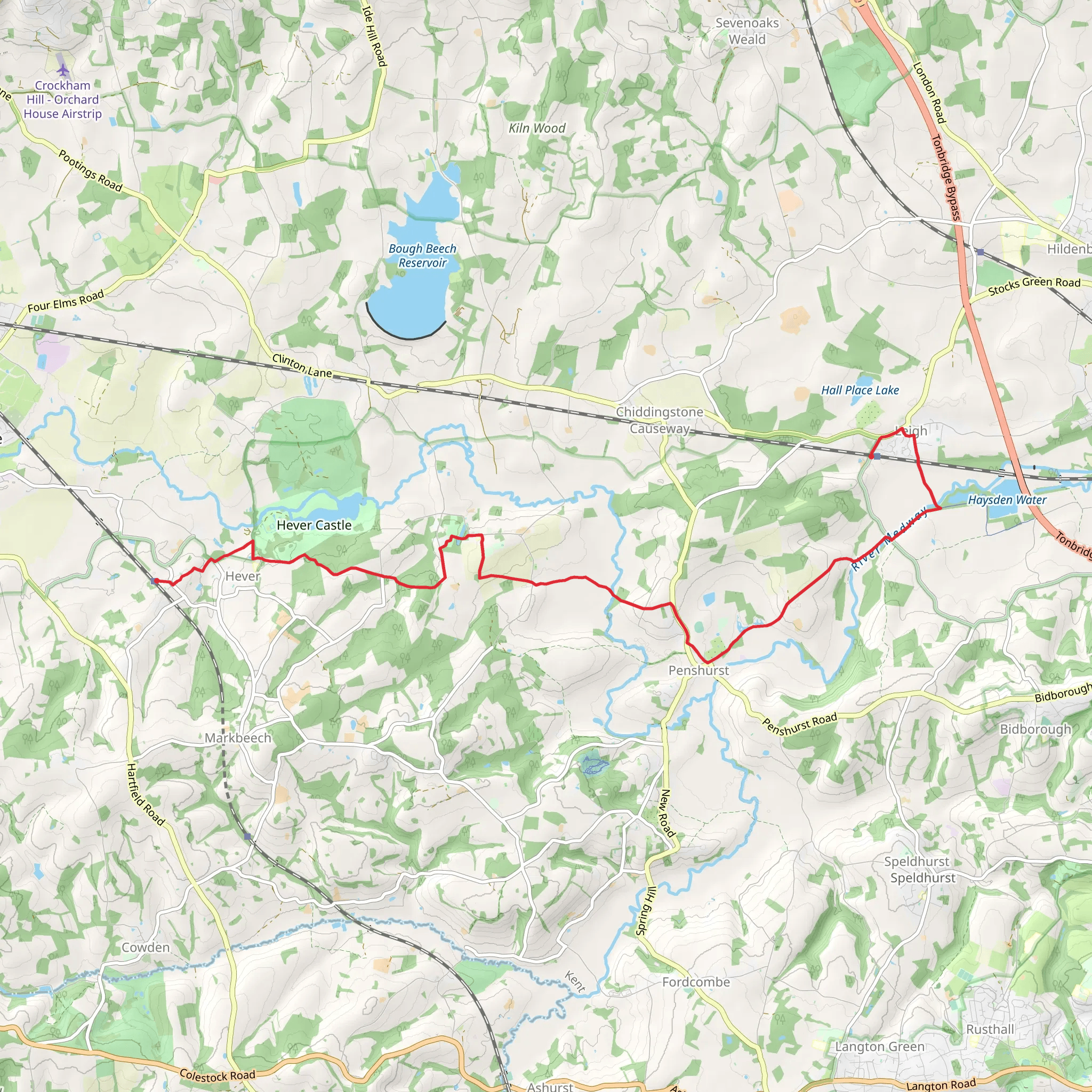 Hever Station to Leigh Walk mobile static map