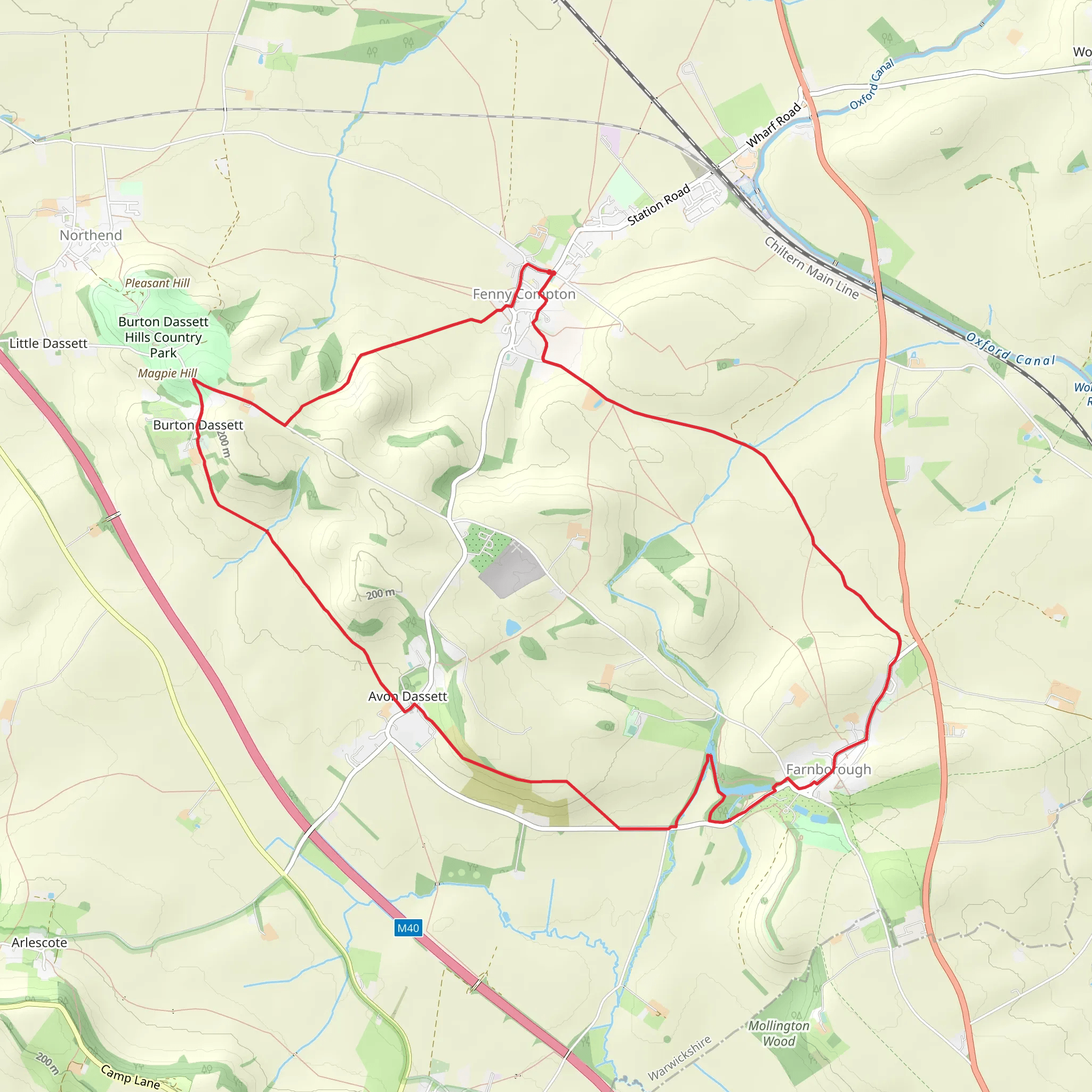 Holbech Hill, Windmill Hill and Fenny Compton Country Park Loop mobile static map