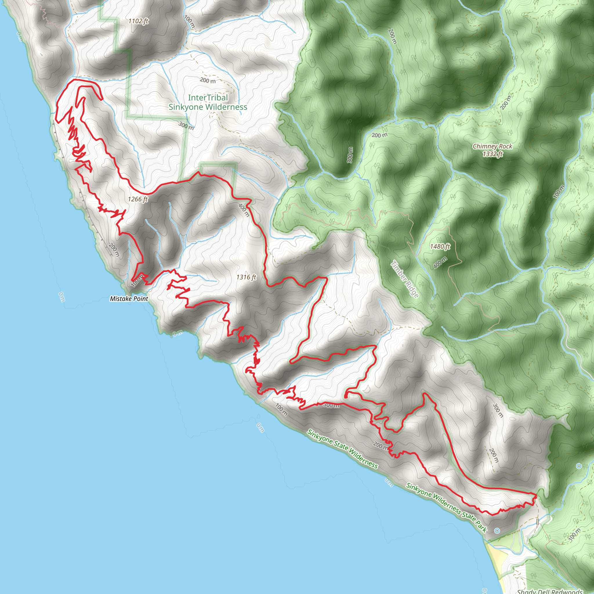 Lost Coast Trail and Timber Haul Road Loop mobile static map