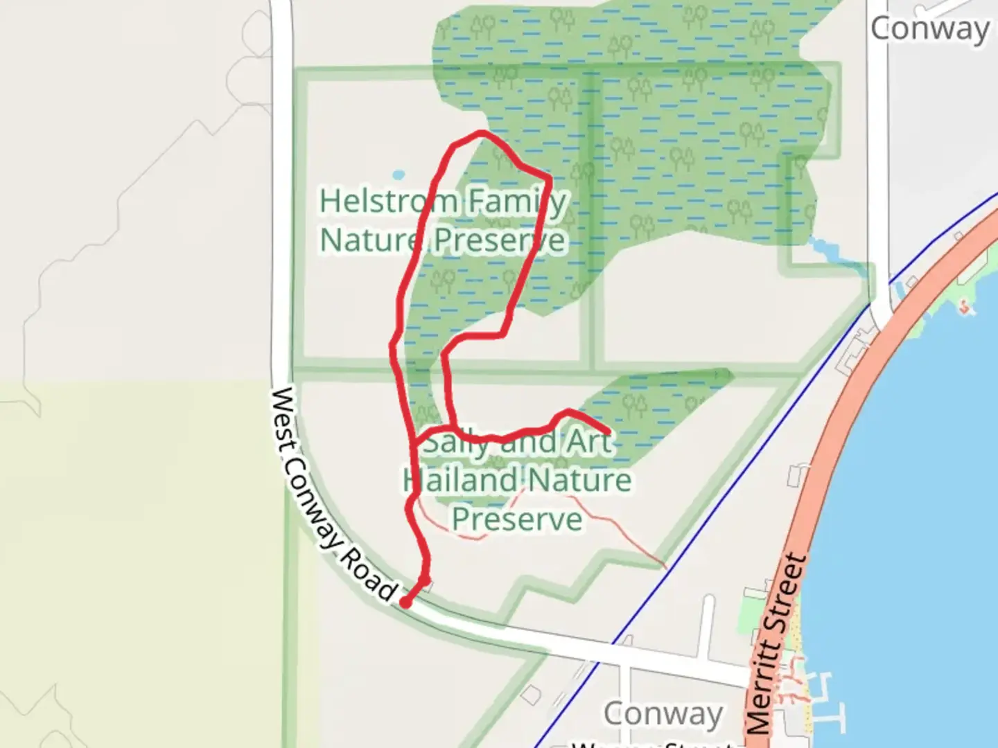 An image depicting the trail West Conway Road Loop and its surrounding area.