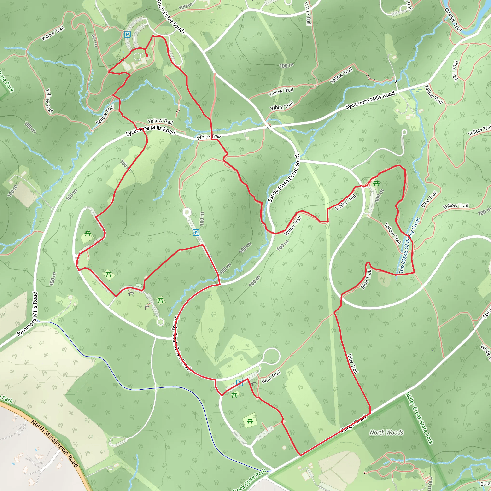 Ridley Creek State Park Loop mobile static map