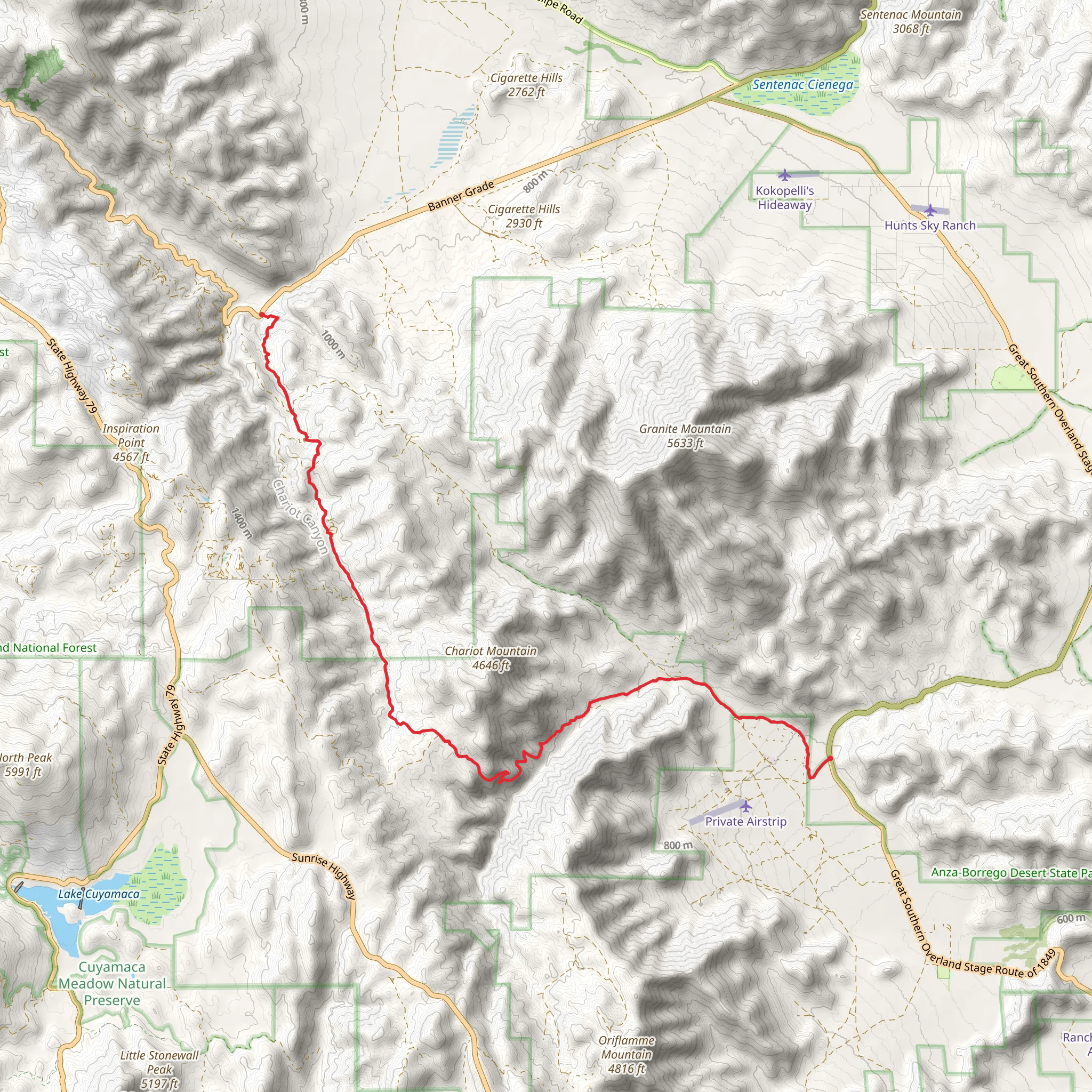 Chariot Canyon Road and Mason Valley Trail mobile static map