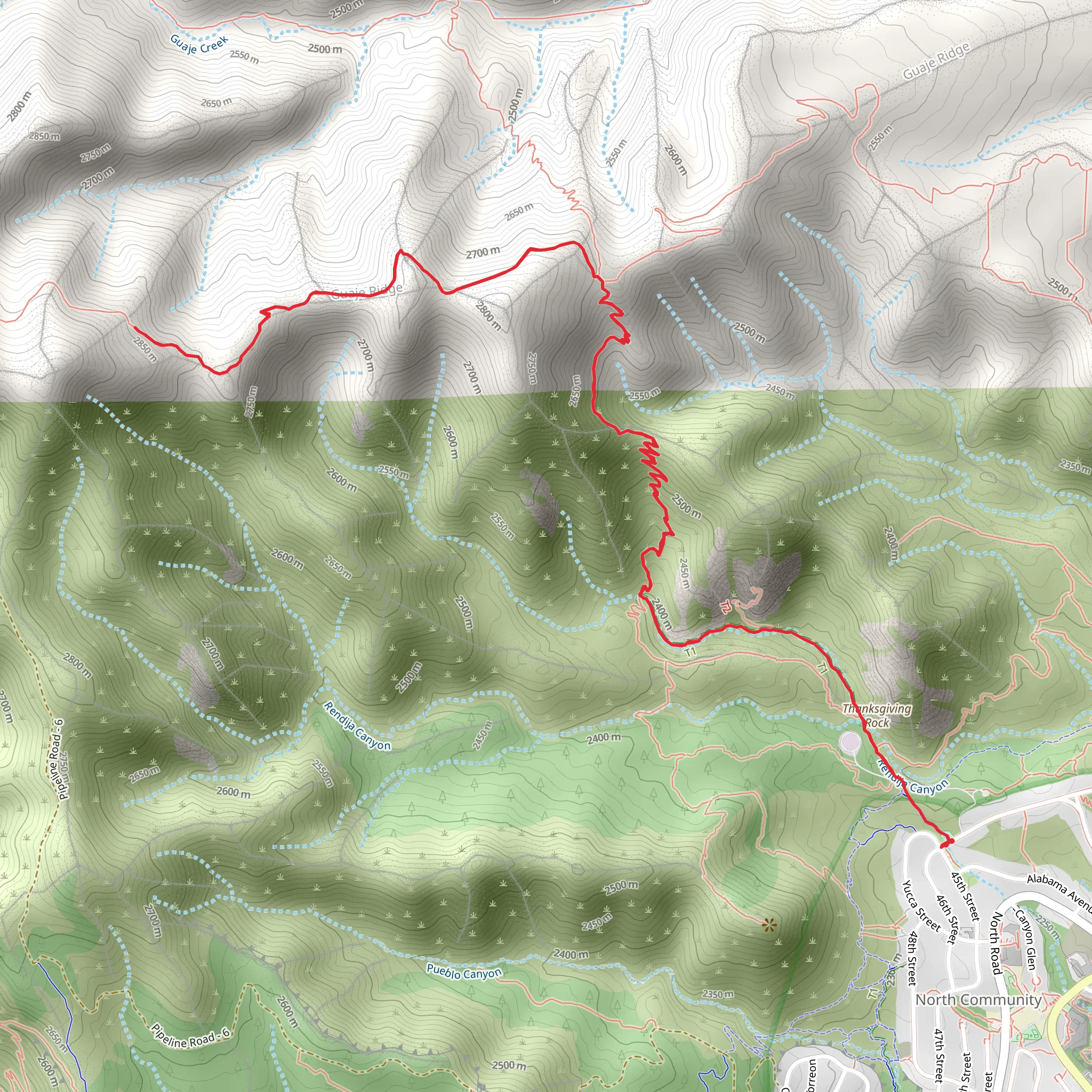 Guaje Ridge Trail mobile static map
