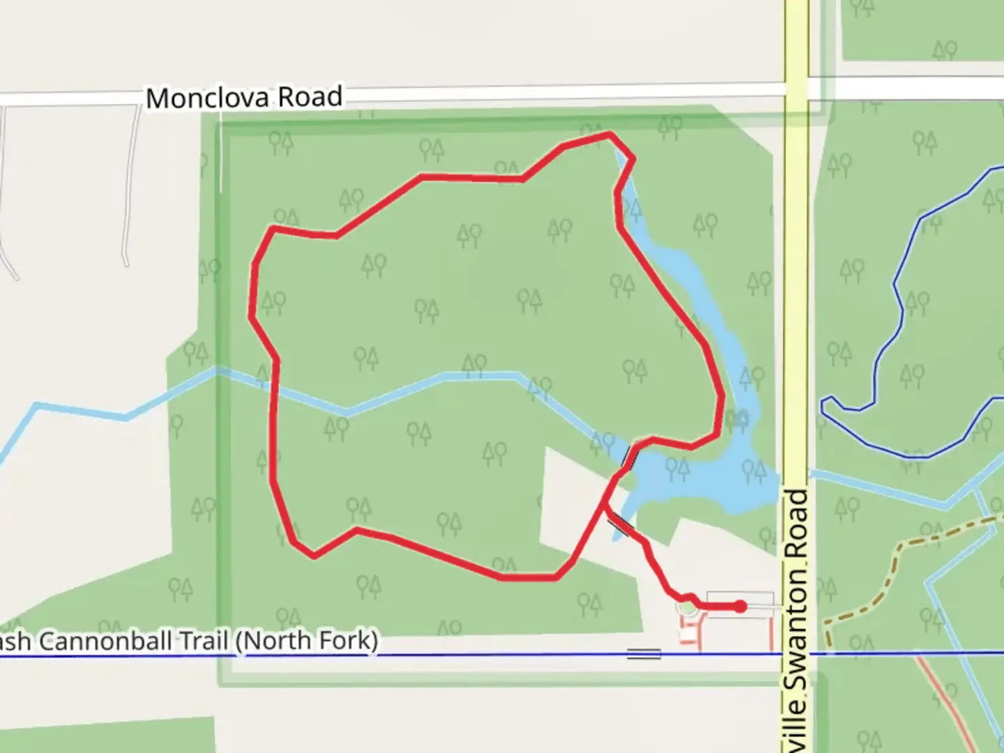 An image depicting the trail Springbrook Lake Loop Trail and its surrounding area.