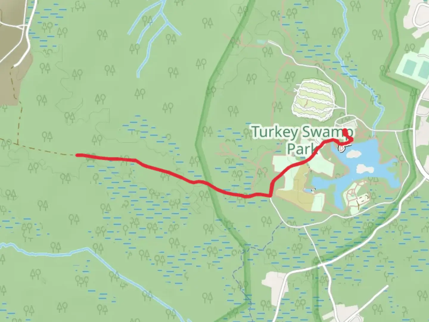 An image depicting the trail Turkey Swamp Park Walk and its surrounding area.