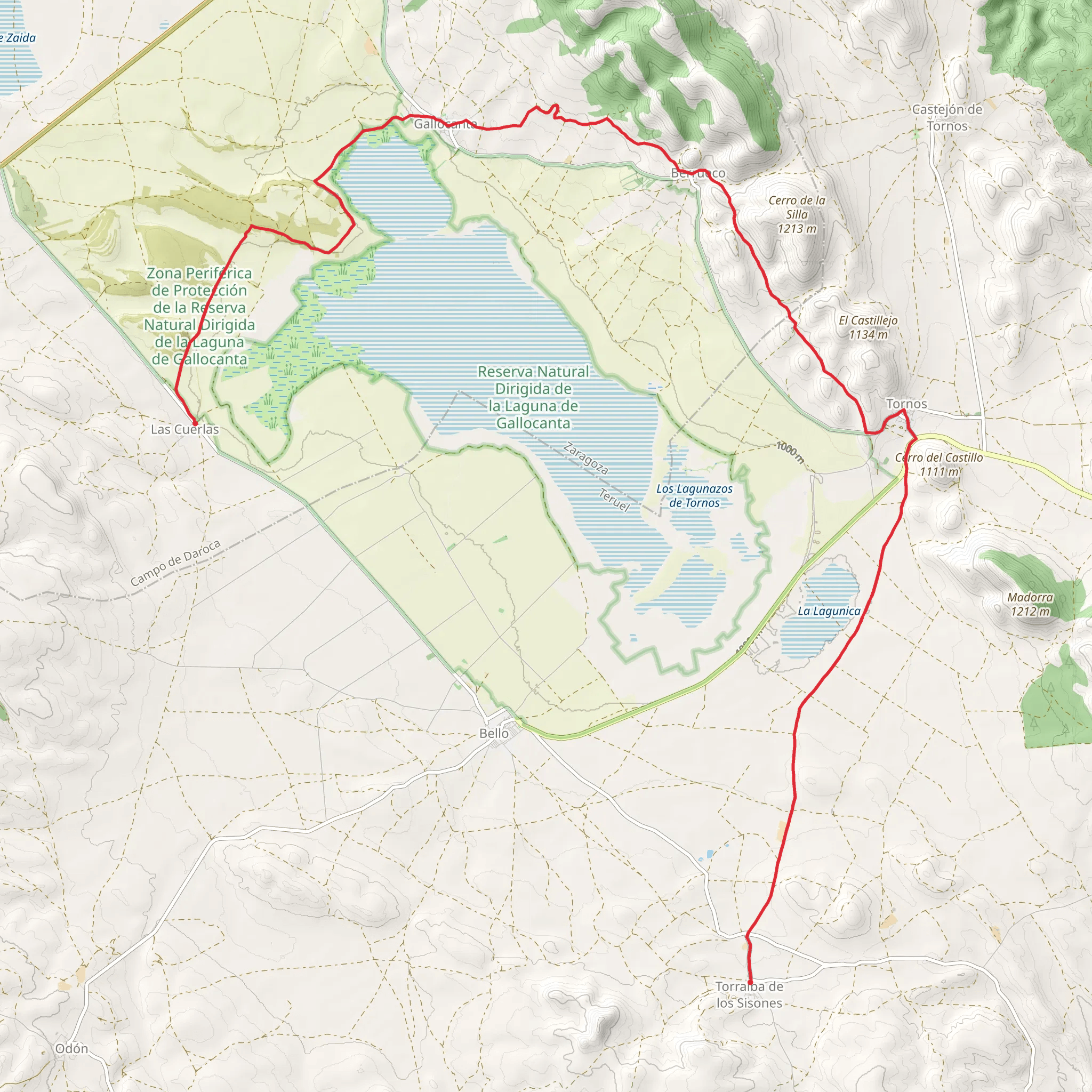 Las Cuerlas - Torralba de los Sisones PR Z 18 mobile static map