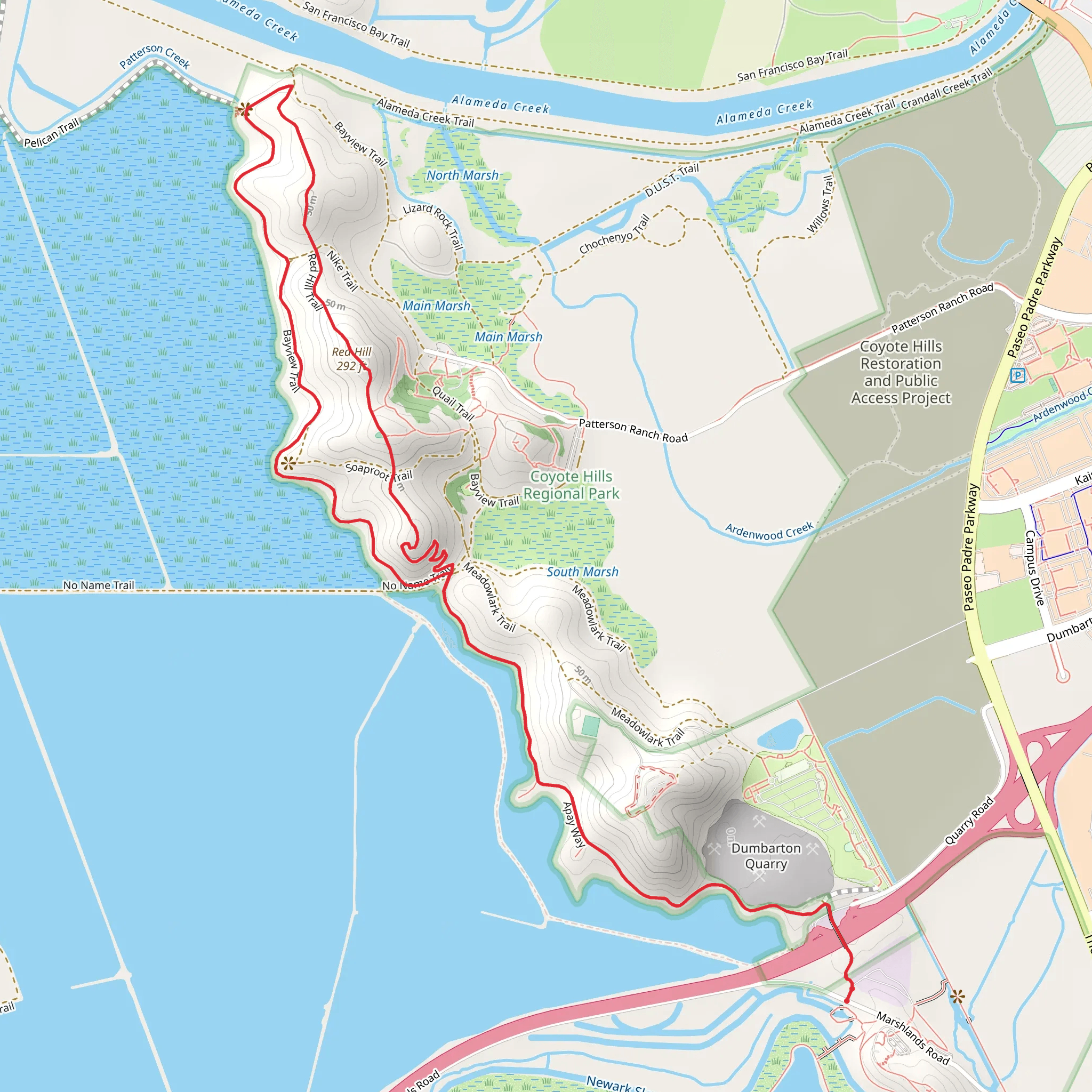 Red Hill Loop via Quarry Trail mobile static map
