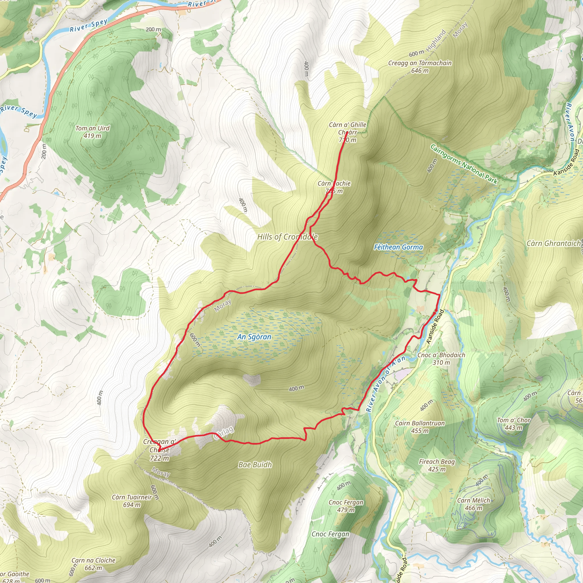 Hills of Cromdale from Ballantruan mobile static map