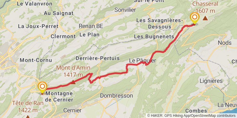 Jura Crest Trail stage 10 Map