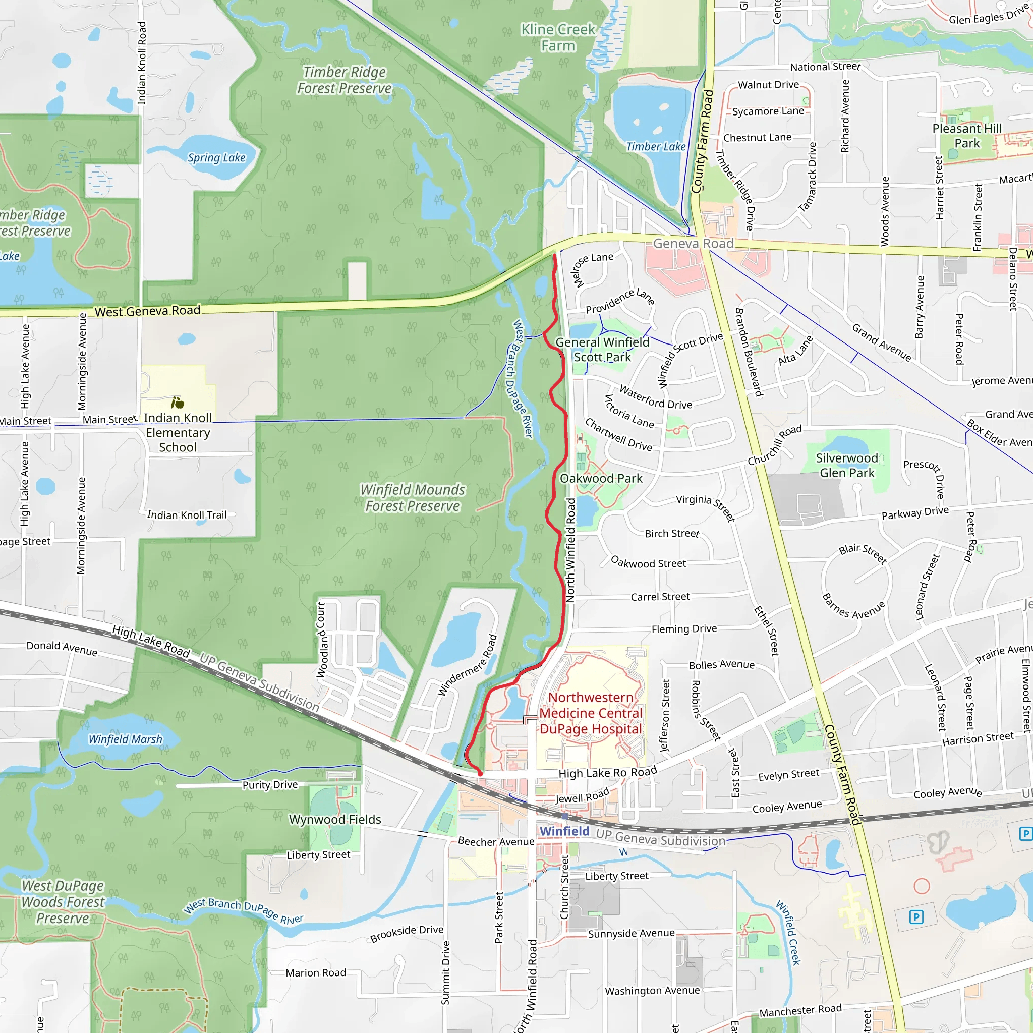 West Branch DuPage River Trail - Winfield mobile static map