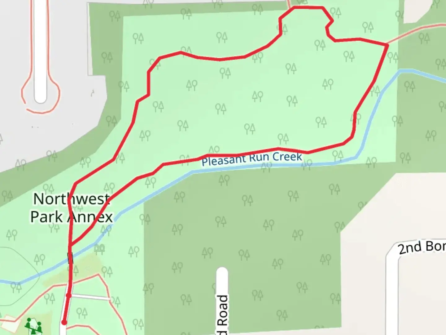 An image depicting the trail Northwest Park Annex Loop and its surrounding area.