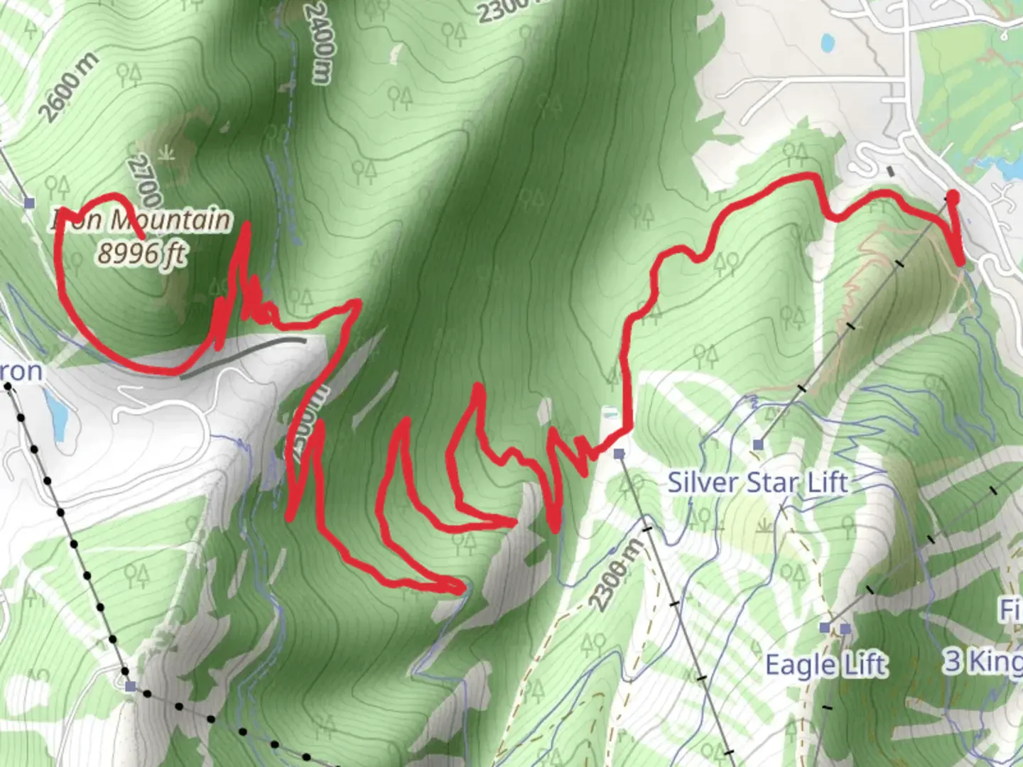 An image depicting the trail Iron Mountain via Mid Mountain Trail and its surrounding area.