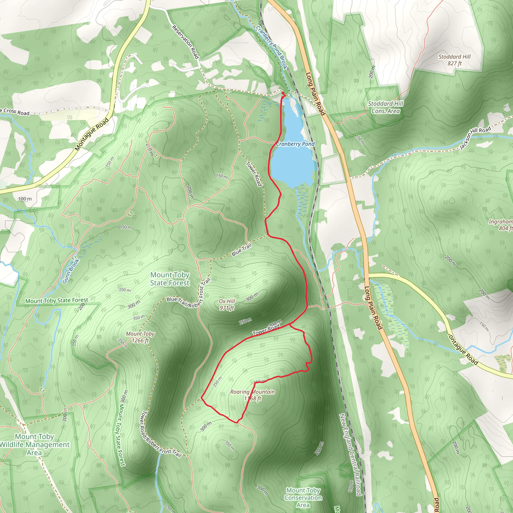 Roaring Mountain Loop via Tower Road and Robert Frost Trail - Orange mobile static map