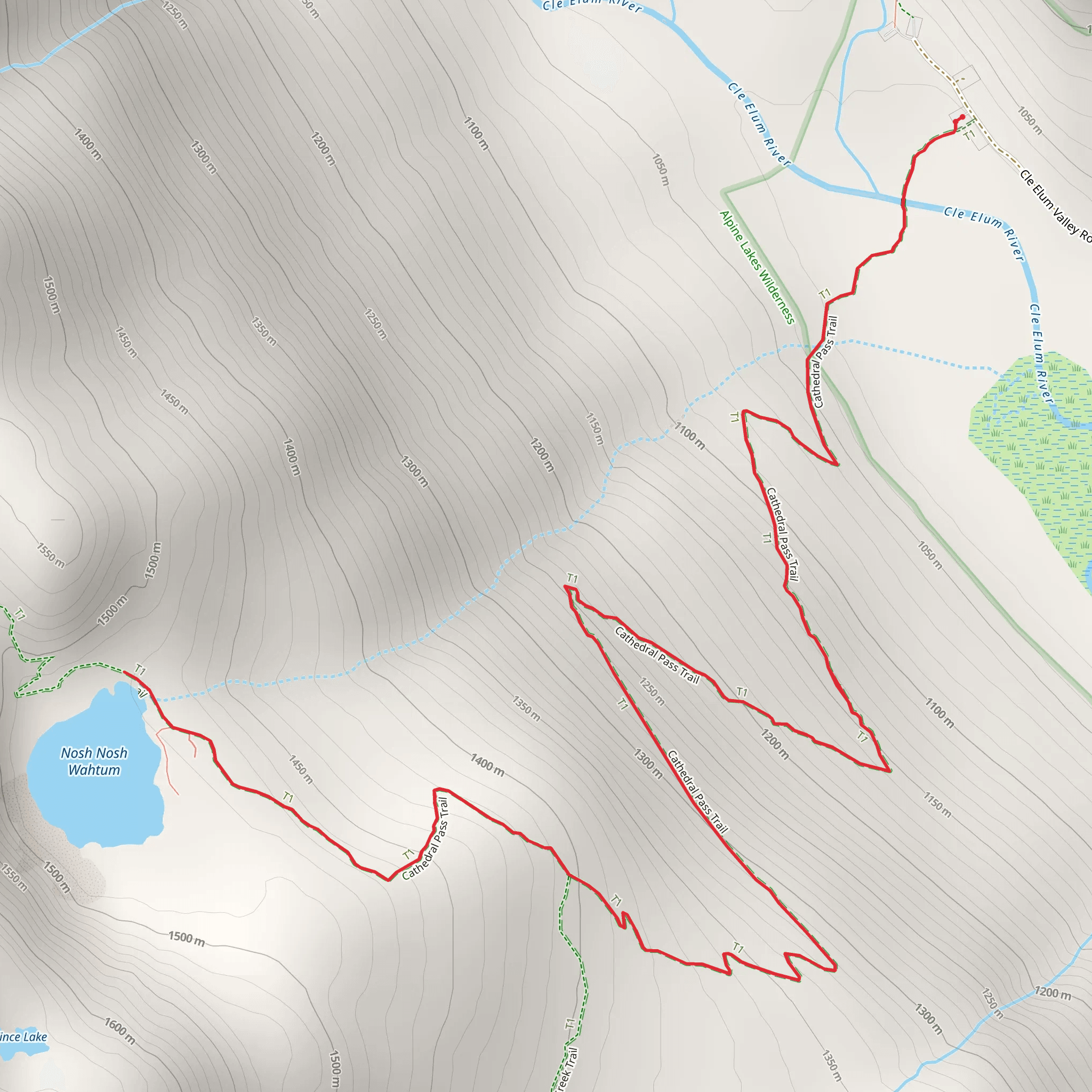 Nosh-Nosh Wahtum via Cathedral Pass TRail mobile static map