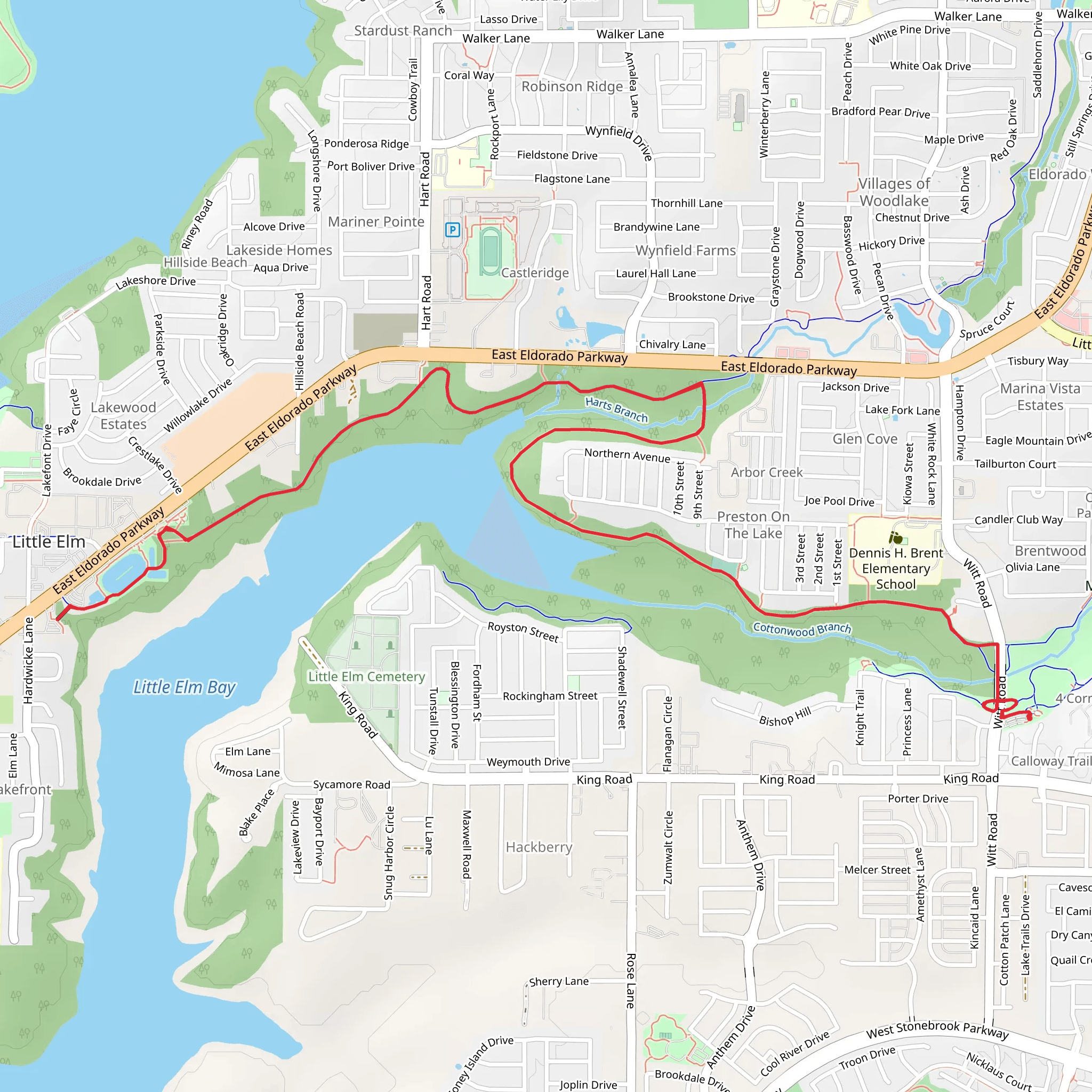 Little Elm Bay and Harts Branch mobile static map