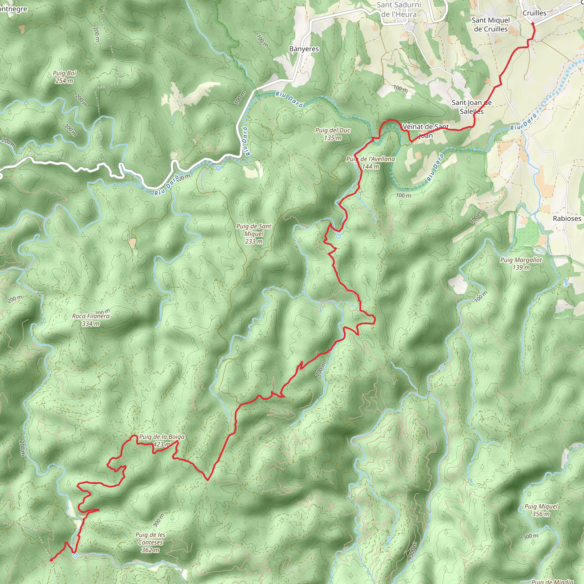 Trail from Cruilles to Cassà de la Selva PR C 100 mobile static map