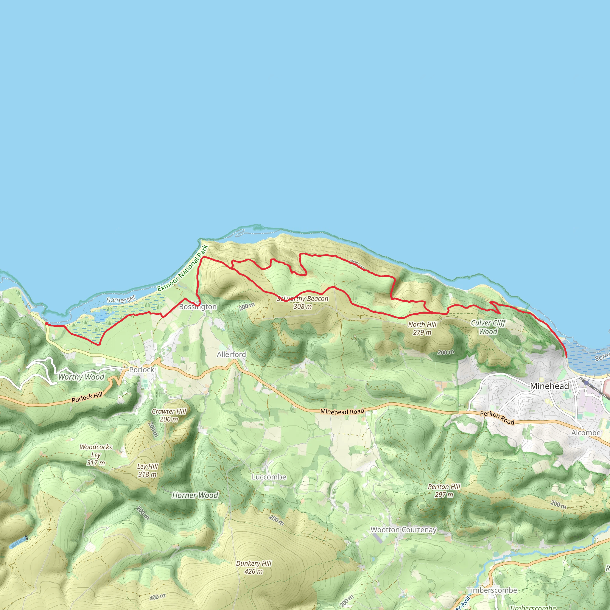 Minehead to Porlock Weir Walk mobile static map