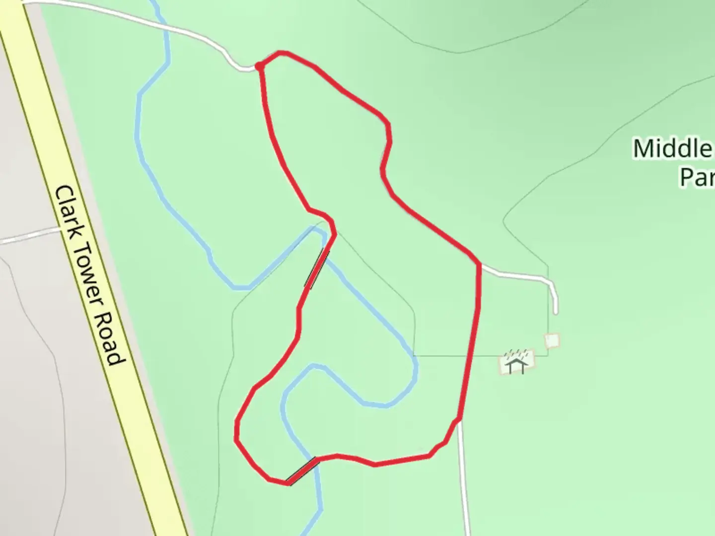 An image depicting the trail Middle River Park Loop and its surrounding area.