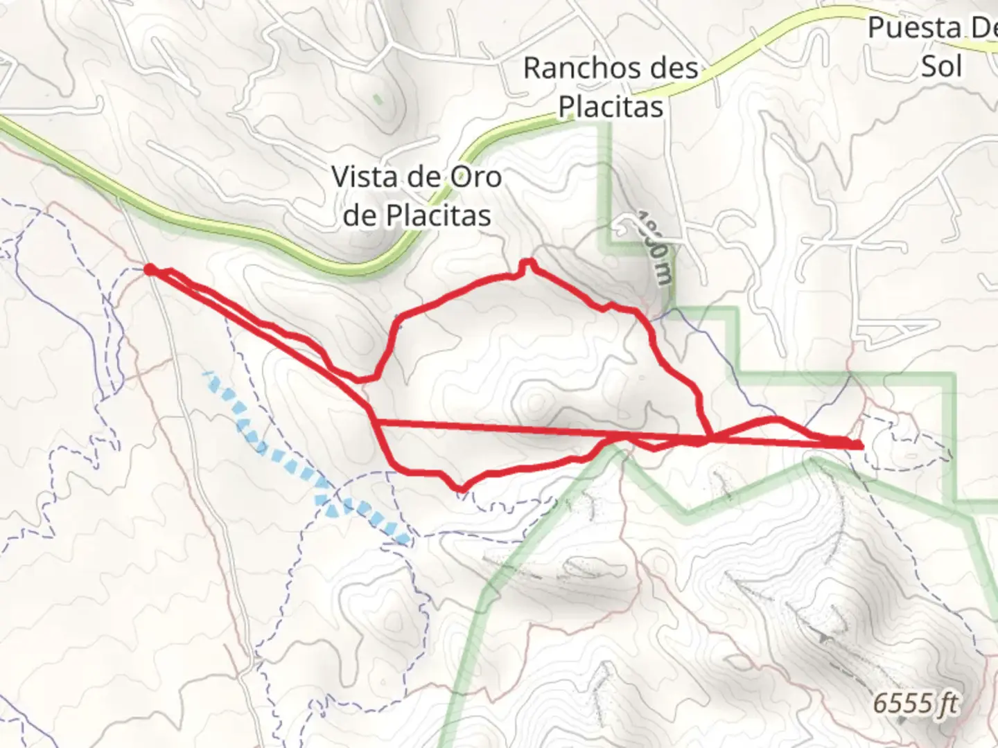 An image depicting the trail Chalk Dust and Strip Mine Loop Trail and its surrounding area.