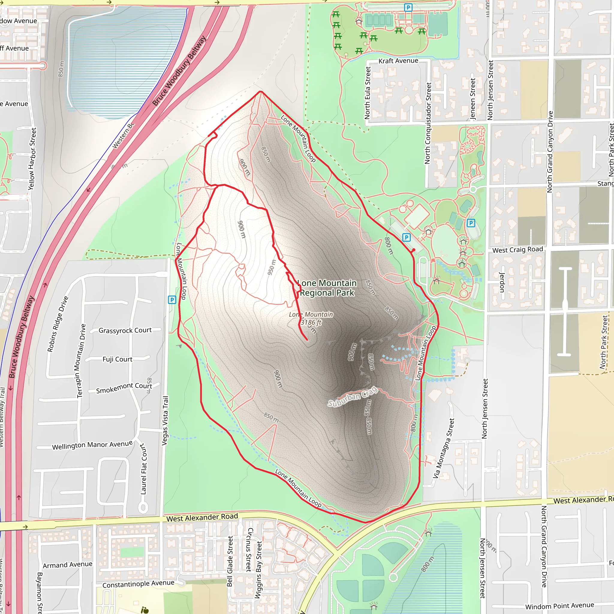 Lone Mountain Loop mobile static map