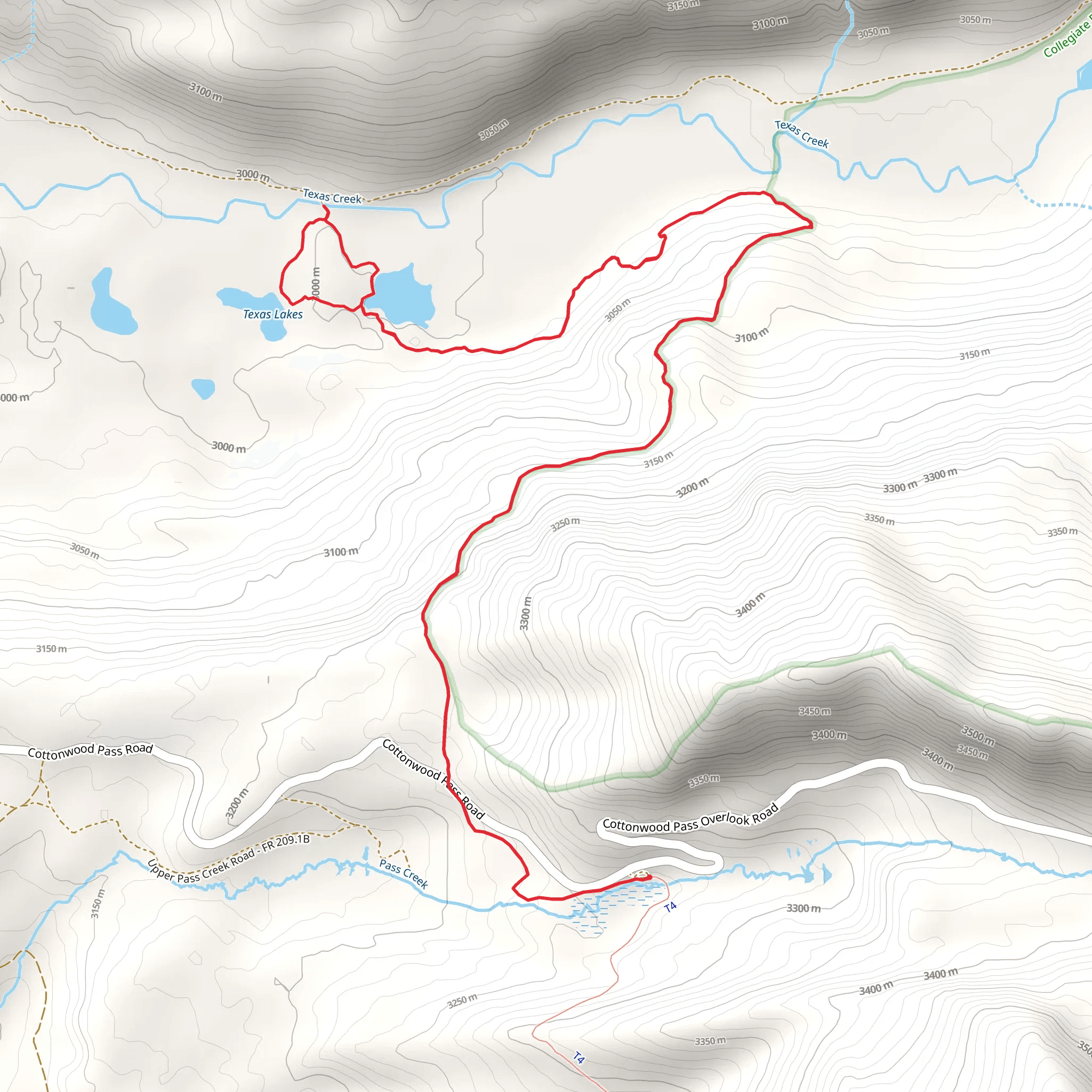 Texas Lakes via Timberline Trail mobile static map