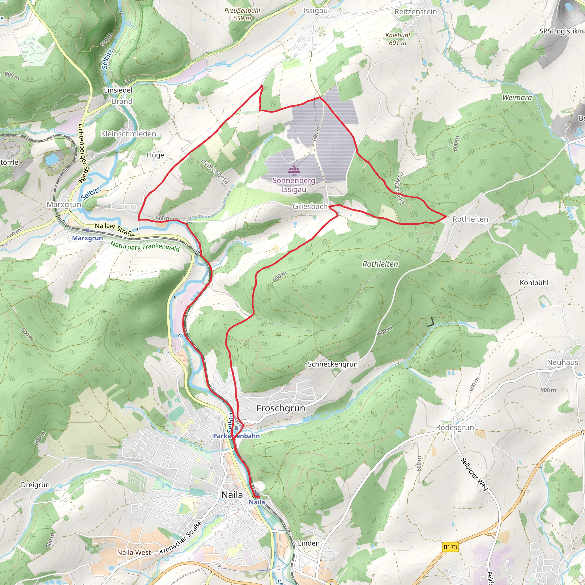 Weisser Fels Weg and Froschgruener Weg mobile static map