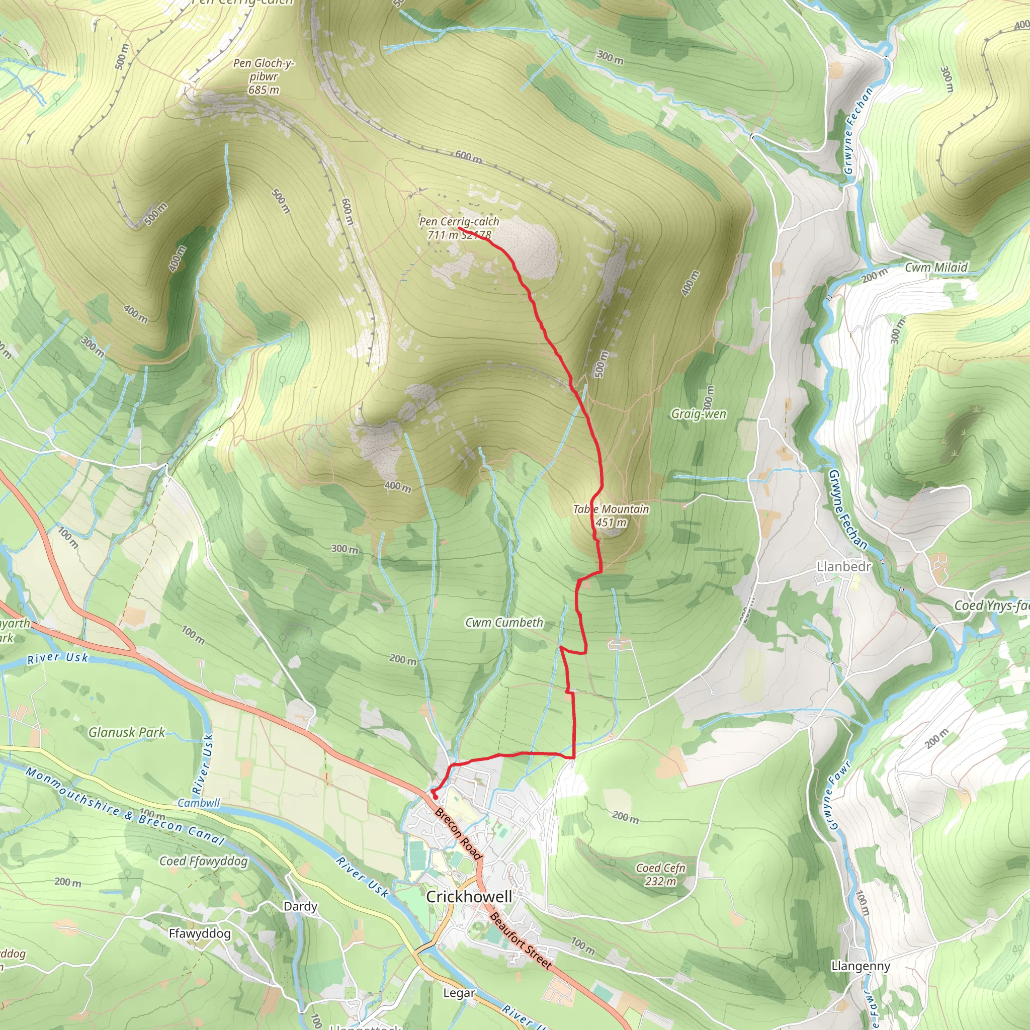 Pen Cerrig Calch Walk mobile static map