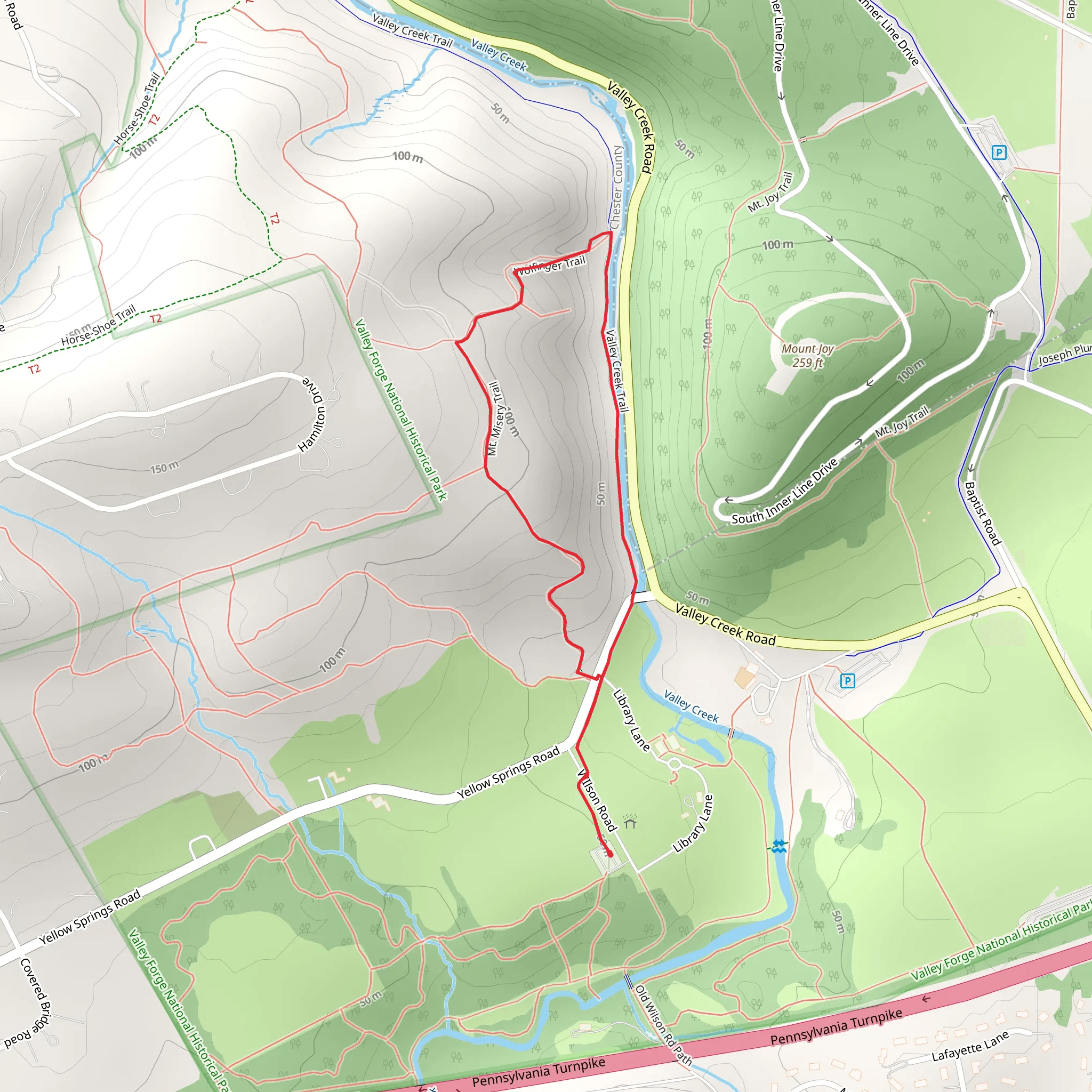 Valley Creek Loop via Mount Misery Trail mobile static map