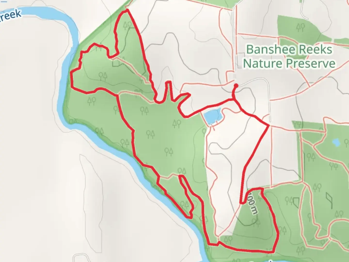 An image depicting the trail Loop beside Goose Creek and its surrounding area.