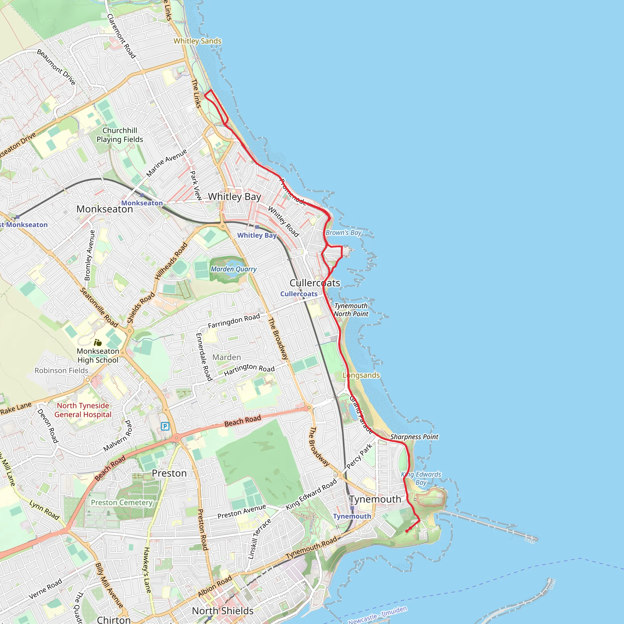 Whitley Links, Long sands and Whitley Bay mobile static map