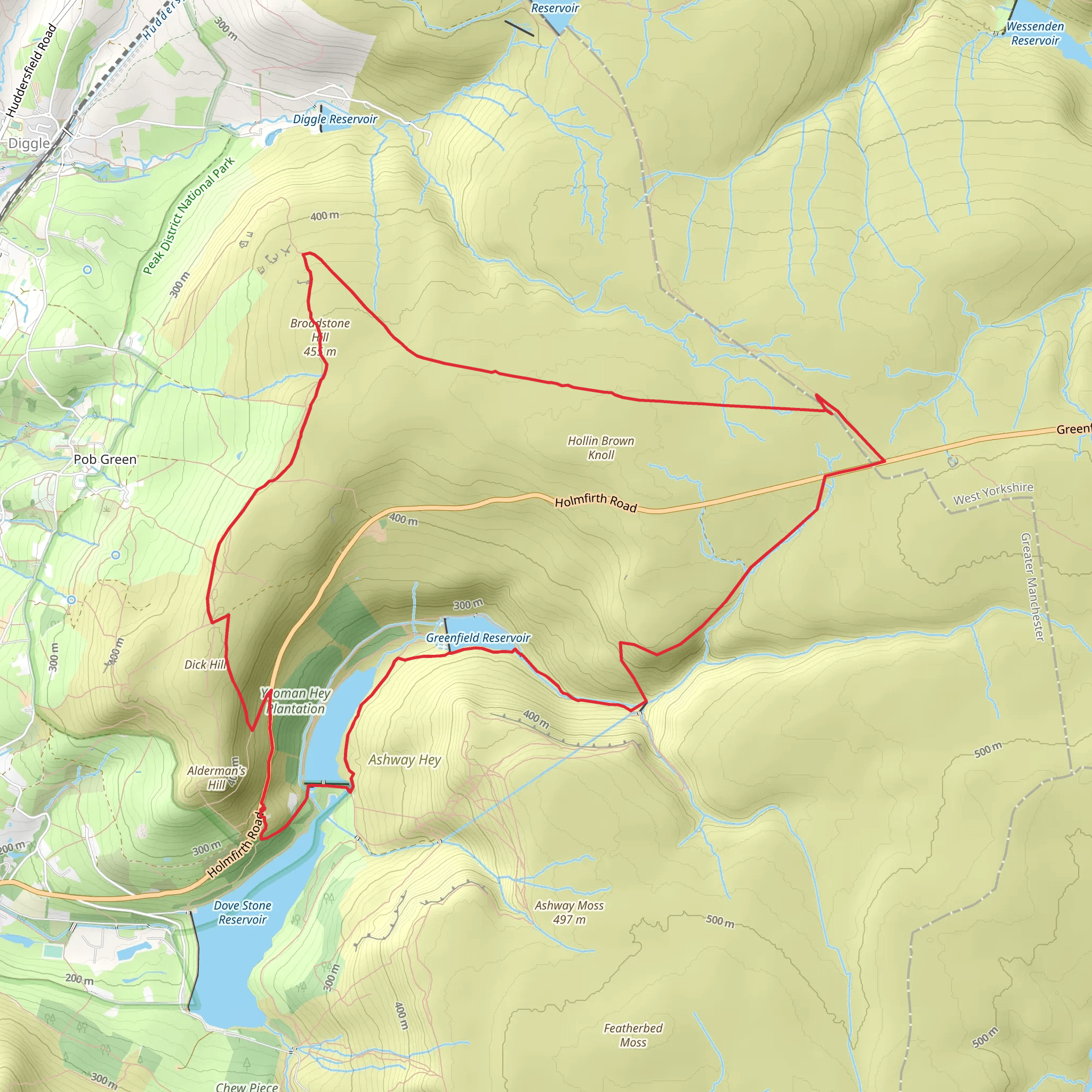 Broadstone Hill and the Cotton Famine Road mobile static map