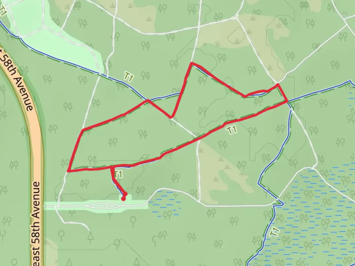 An image depicting the trail Northeast Avenue Loop and its surrounding area.