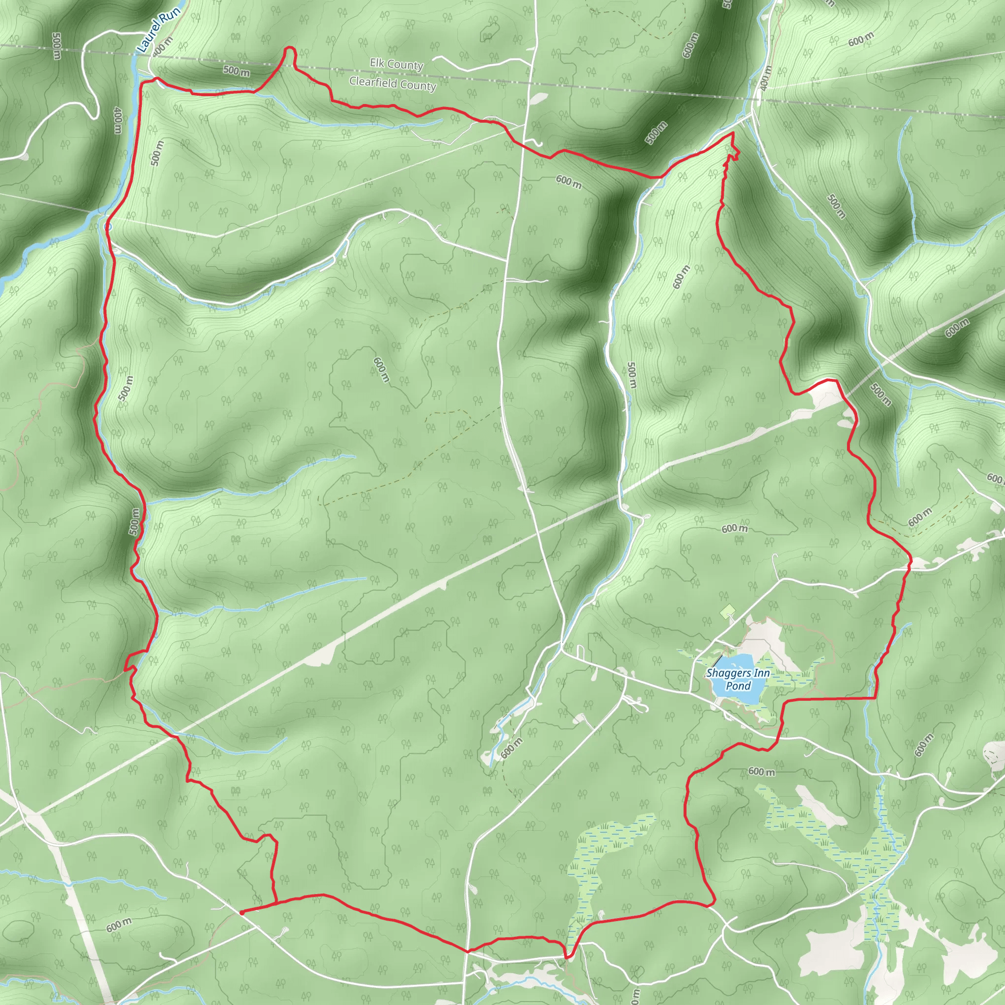 Shaggers Inn via Quehanna Loop Trail mobile static map