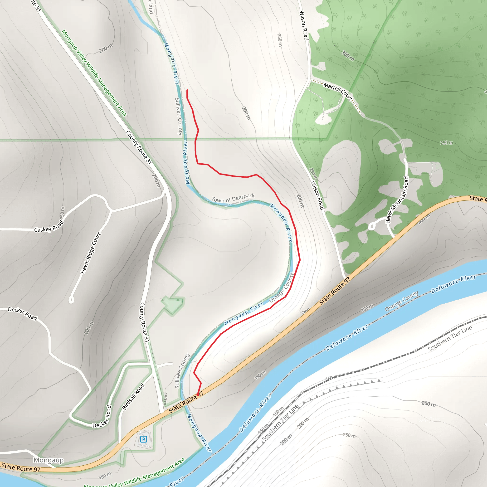 Mongaup River mobile static map